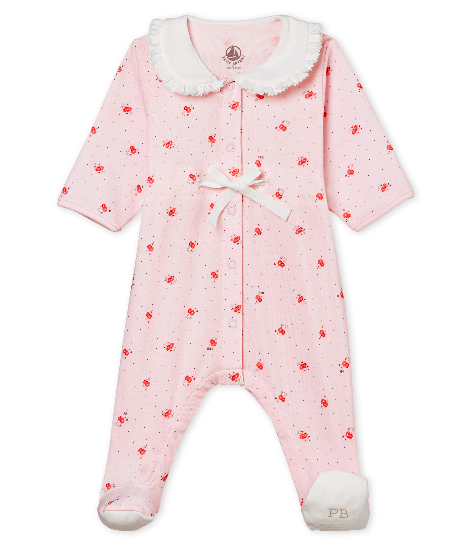 Dors-bien bébé fille en côte 1x1 imprimée