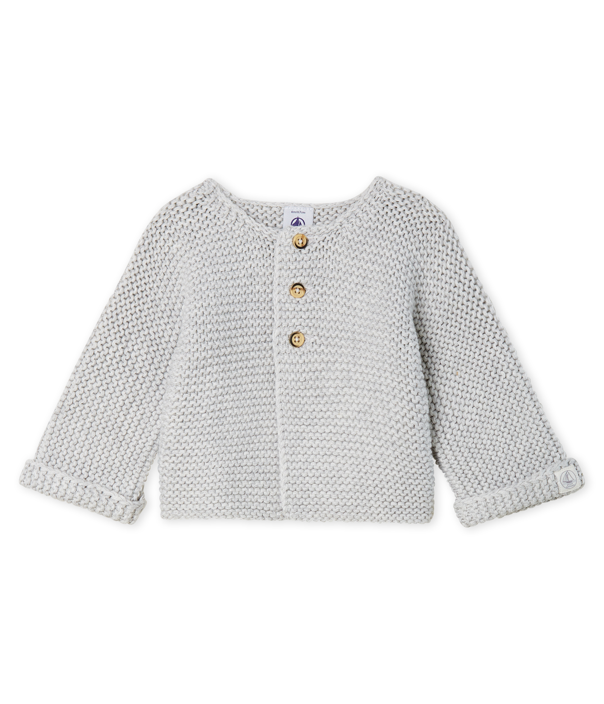Cardigan laine et coton point mousse bébé fille
