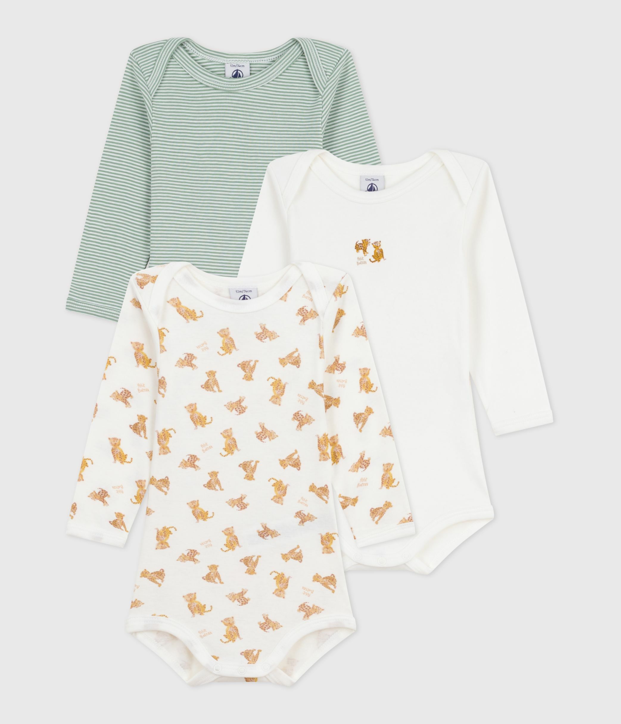 Petit Bateau Lot 3 Bodies Bébé Manches Longues Coton Imprimé Fleuri – Confort & Douceur
