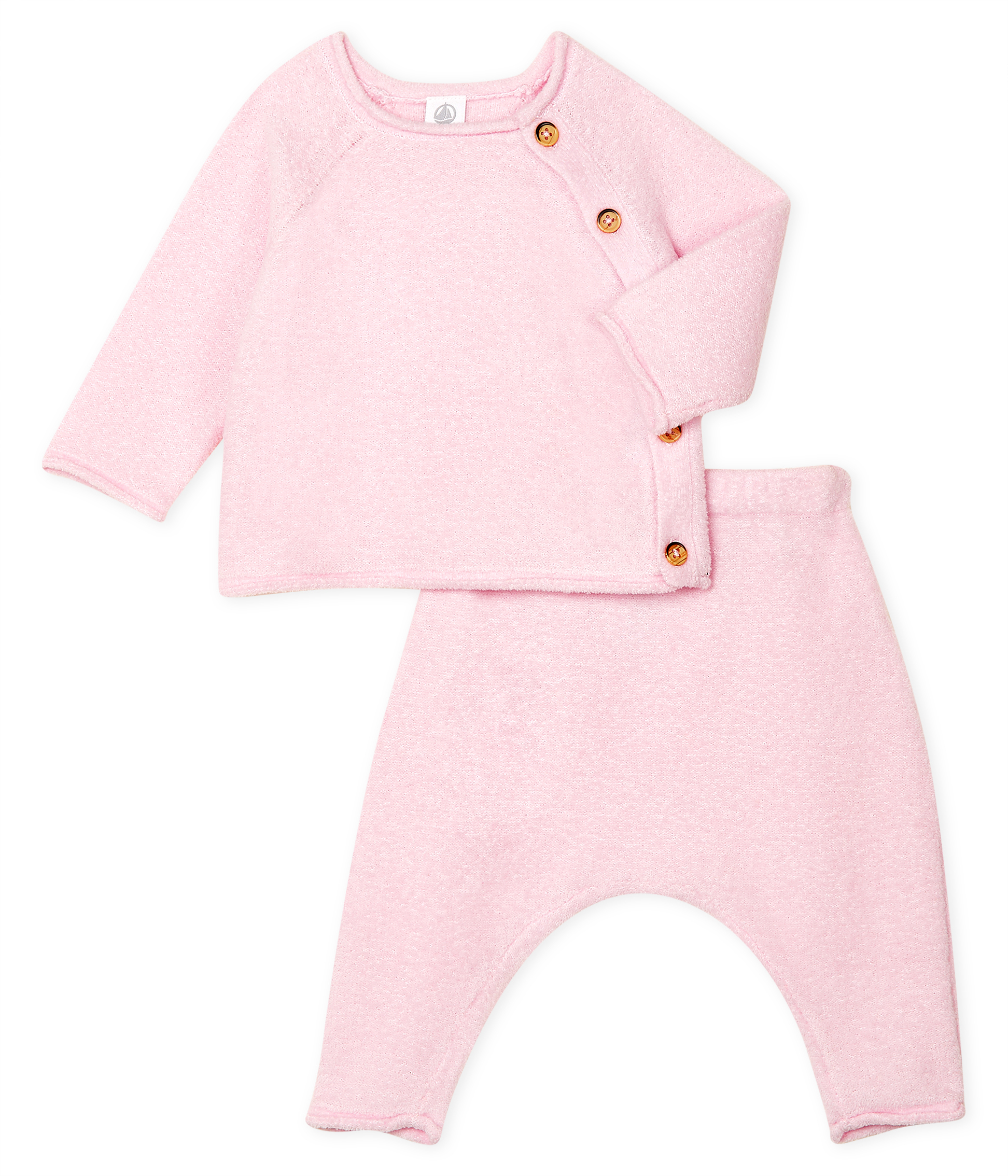 Ensemble deux pièces bébé en coton, laine mérinos et polyester