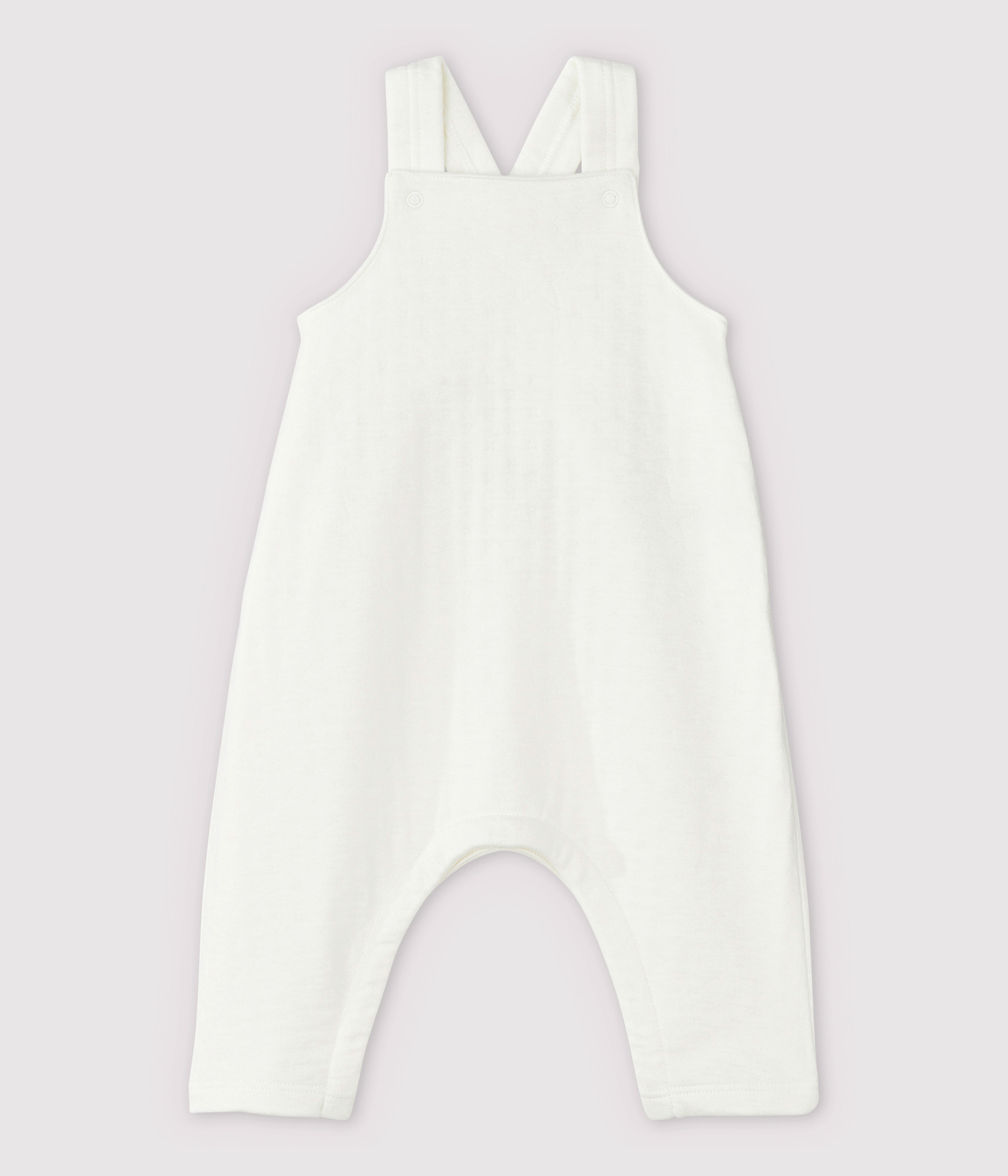Salopette Blanche Bebe En Tubique En Coton Biologique Marshmallow Petit Bateau