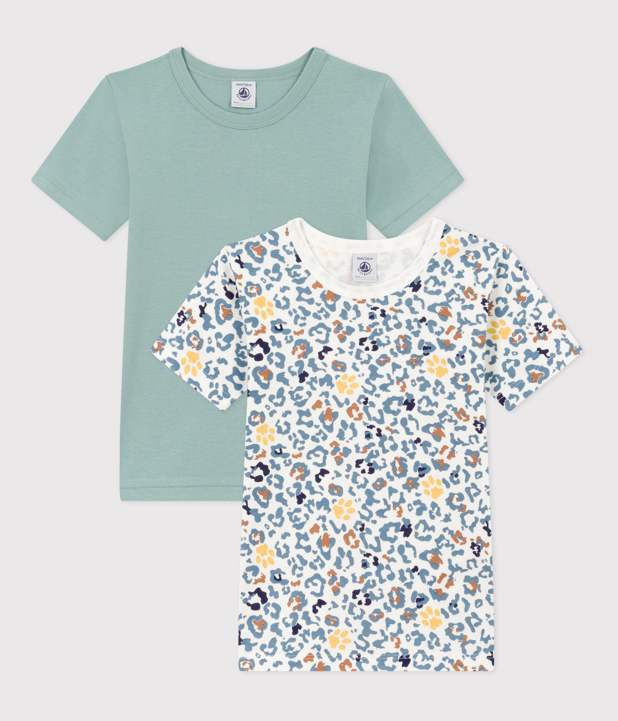 Lot De 2 Tee Shirts Manches Courtes Fleur En Coton Petite Fille Variante 1