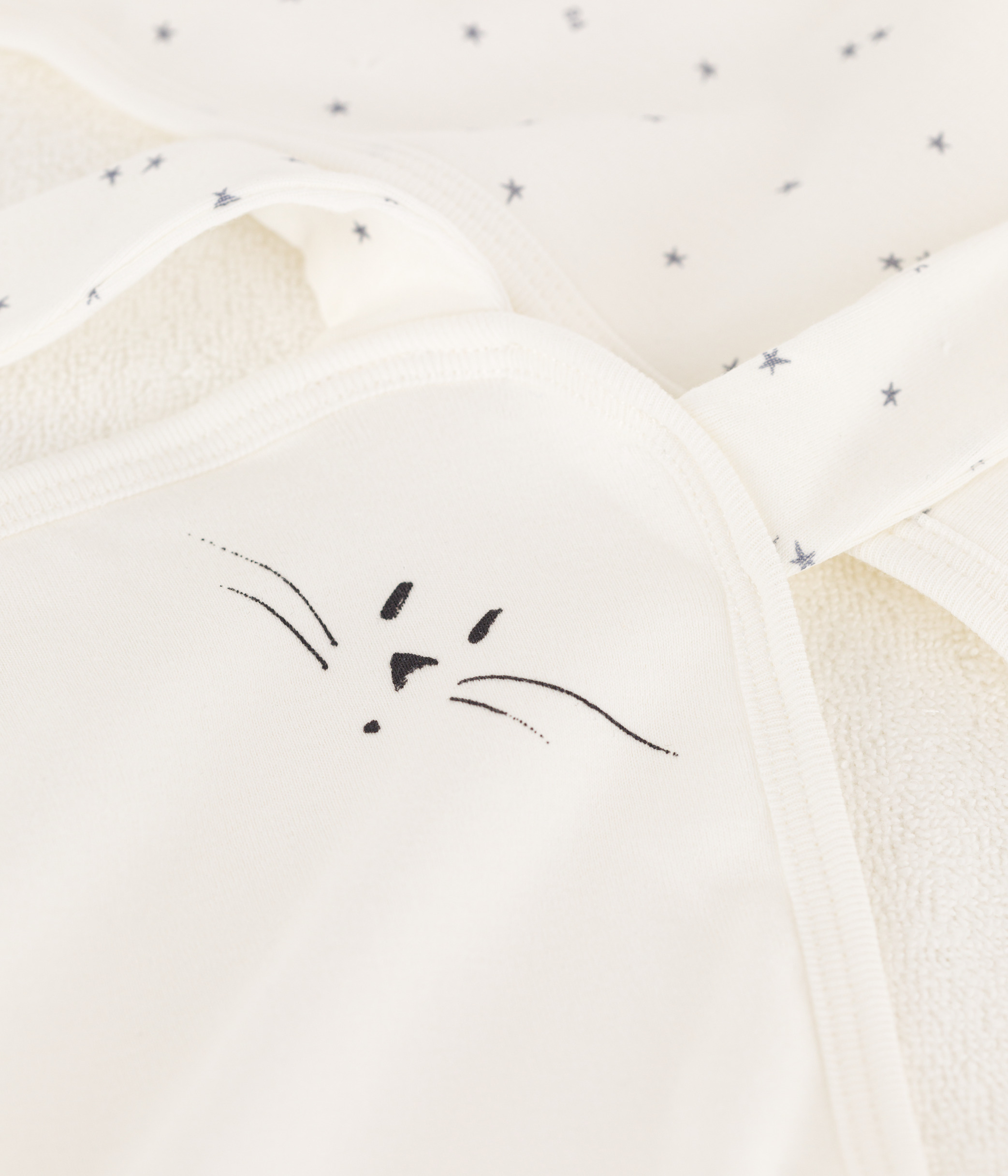Carr?� de bain et doudou en coton MARSHMALLOW/GRIS | Petit Bateau
