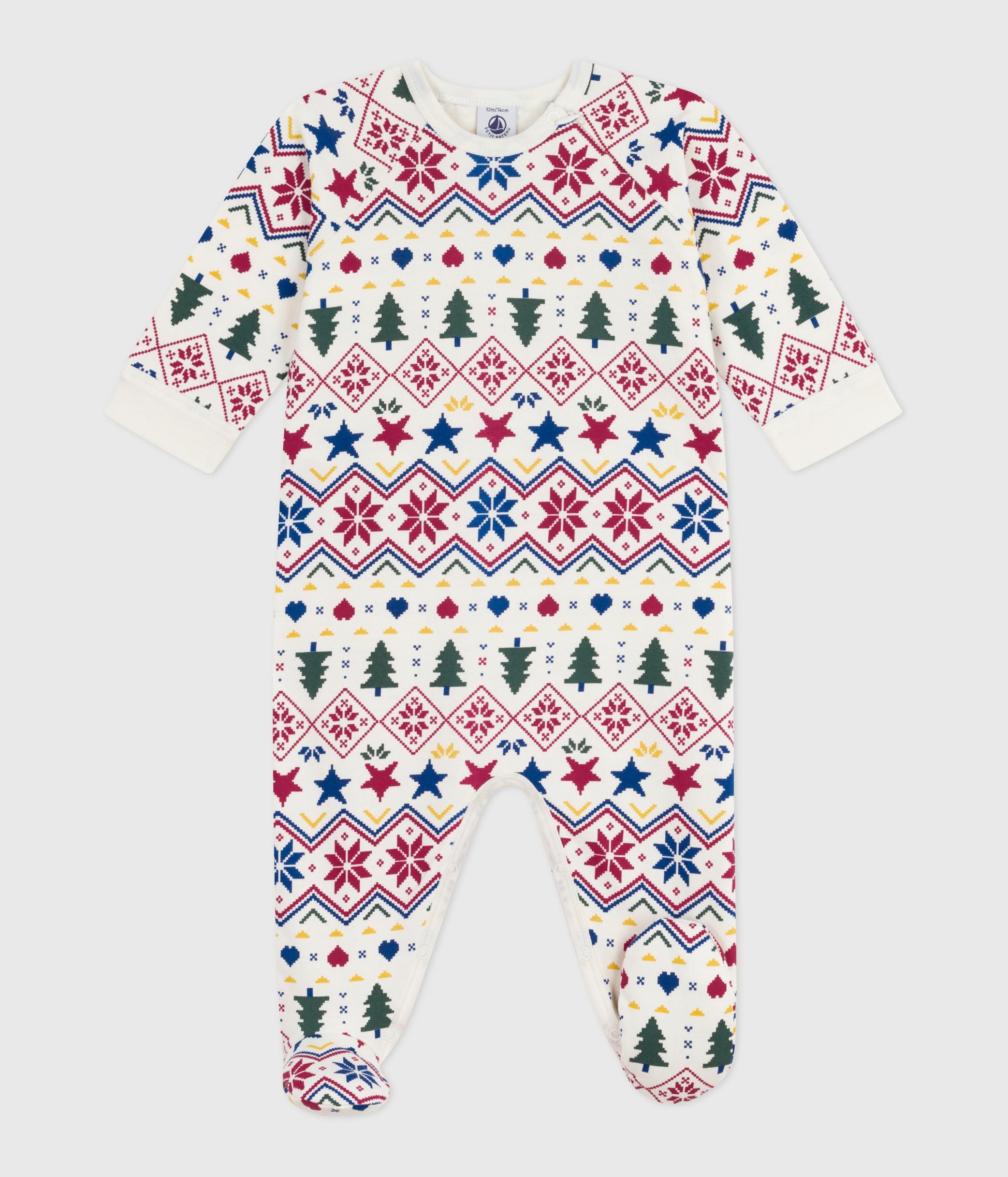Pyjama zippé bébé en molleton gratté imprimé Noël