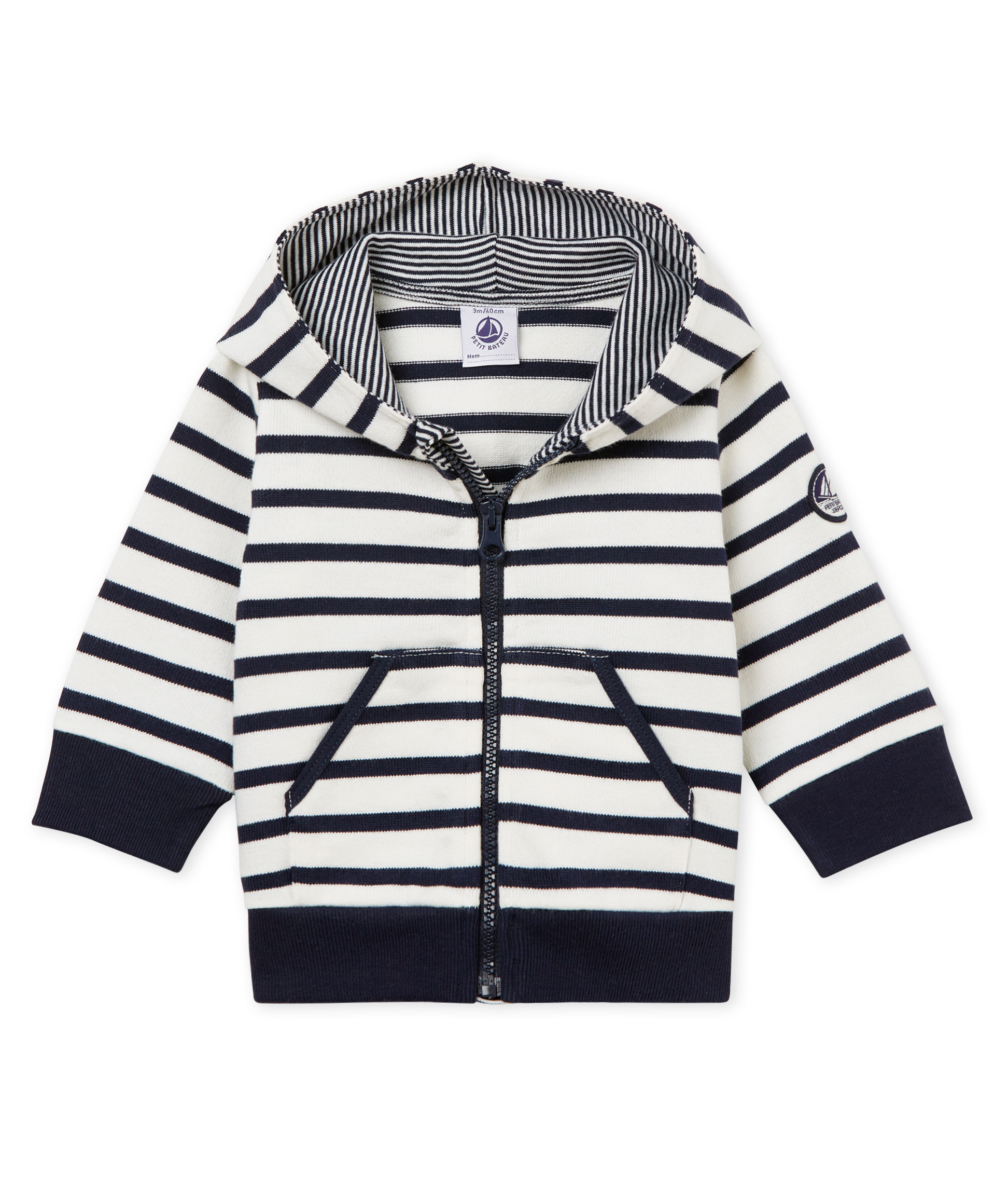 Sweatshirt à capuche rayure marinière bébé garçon
