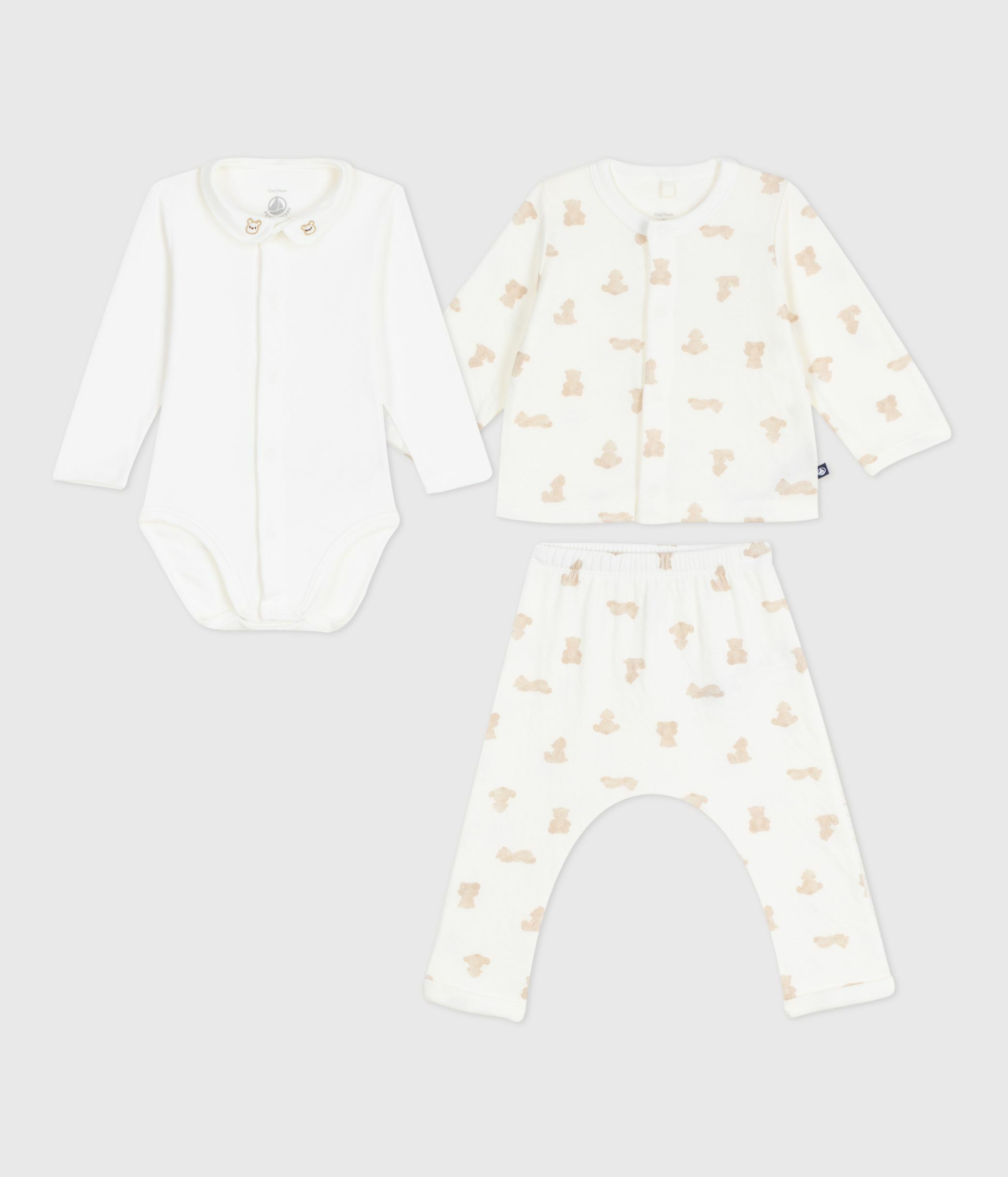 Petit Bateau Lot De Bavoirs Bébé En Coton Imprimé Ours