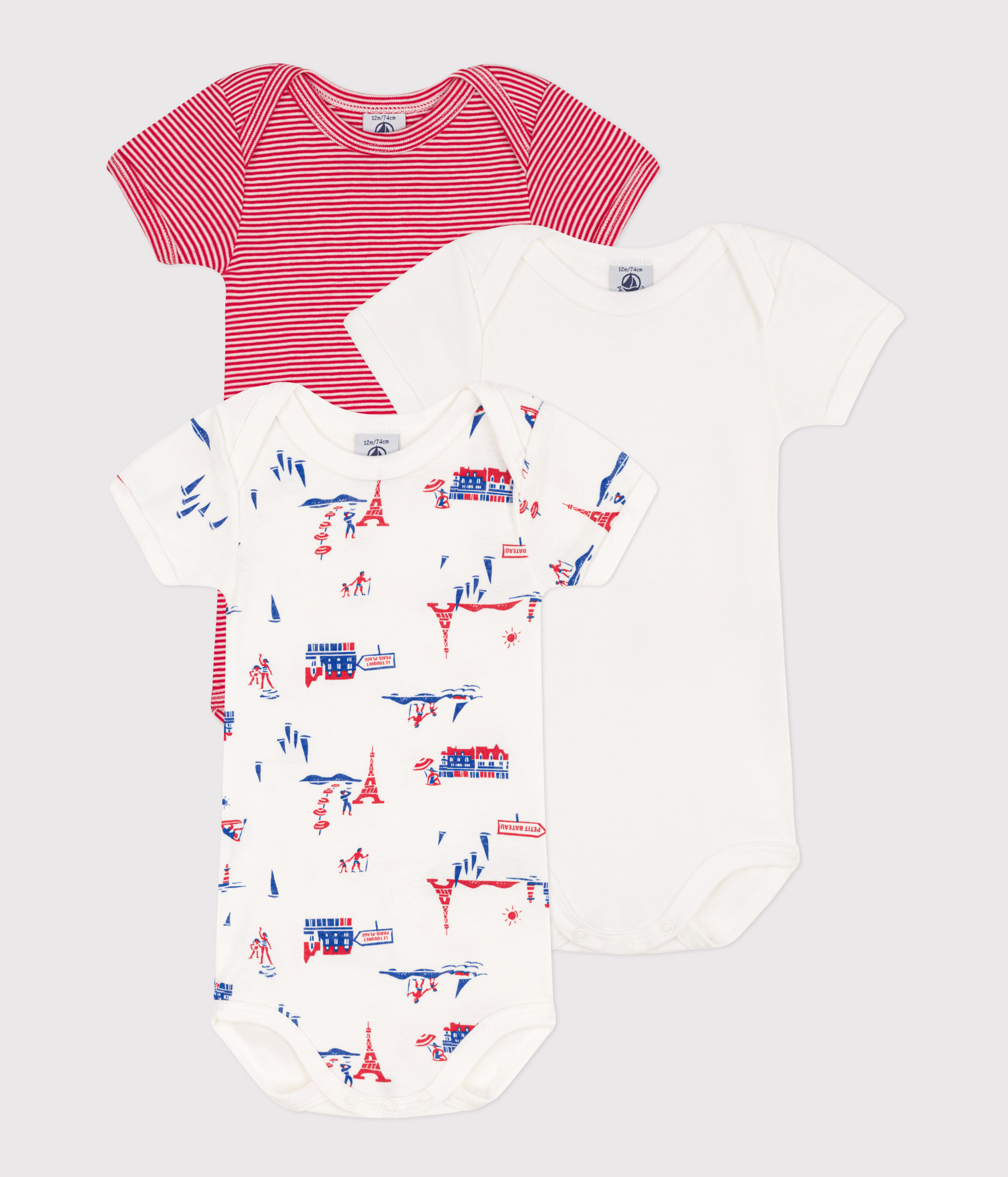 Promo Lot De 3 Bodies Manches Courtes Petit Bateau chez E.Leclerc