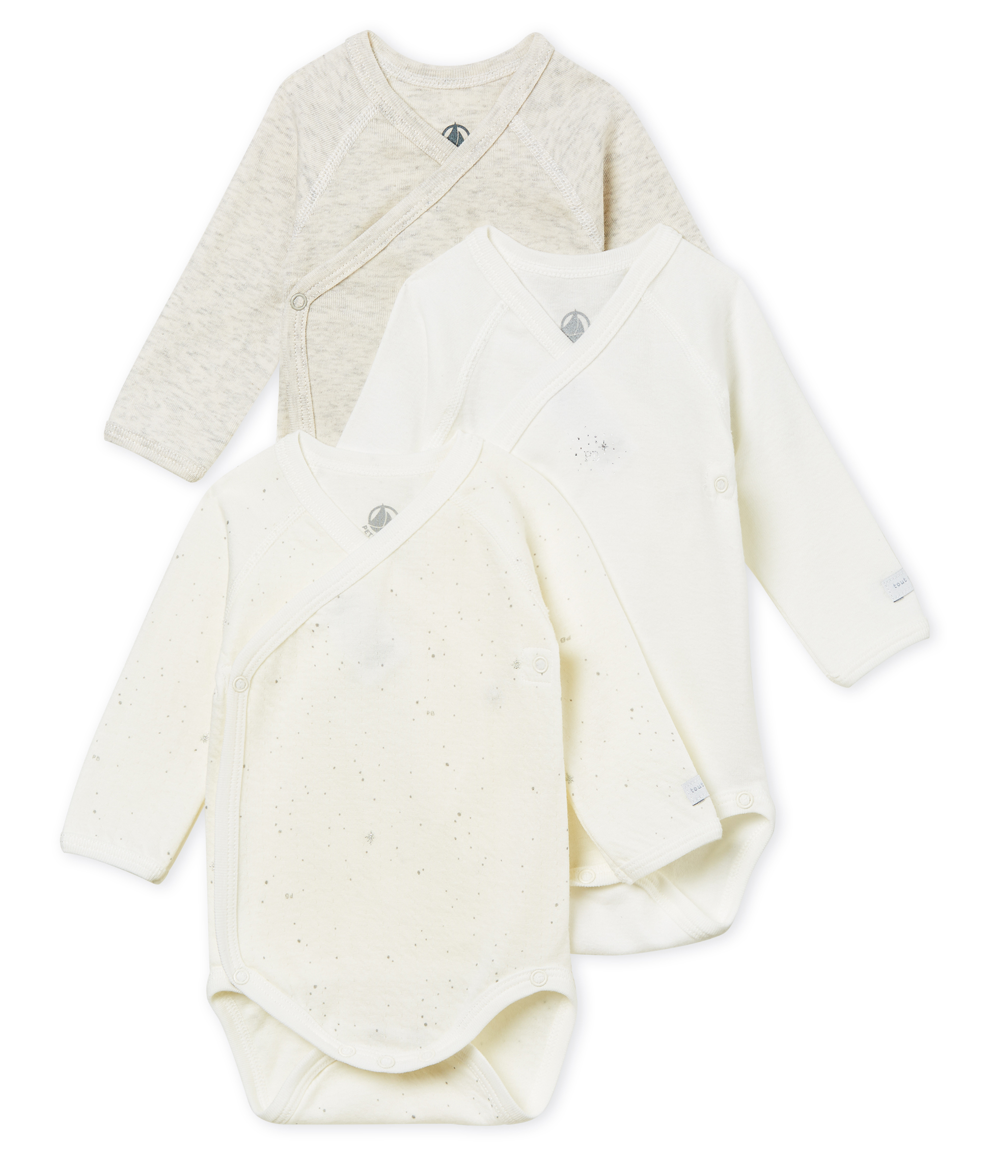 Lot de 3 bodies naissance manches longues bébé mixte