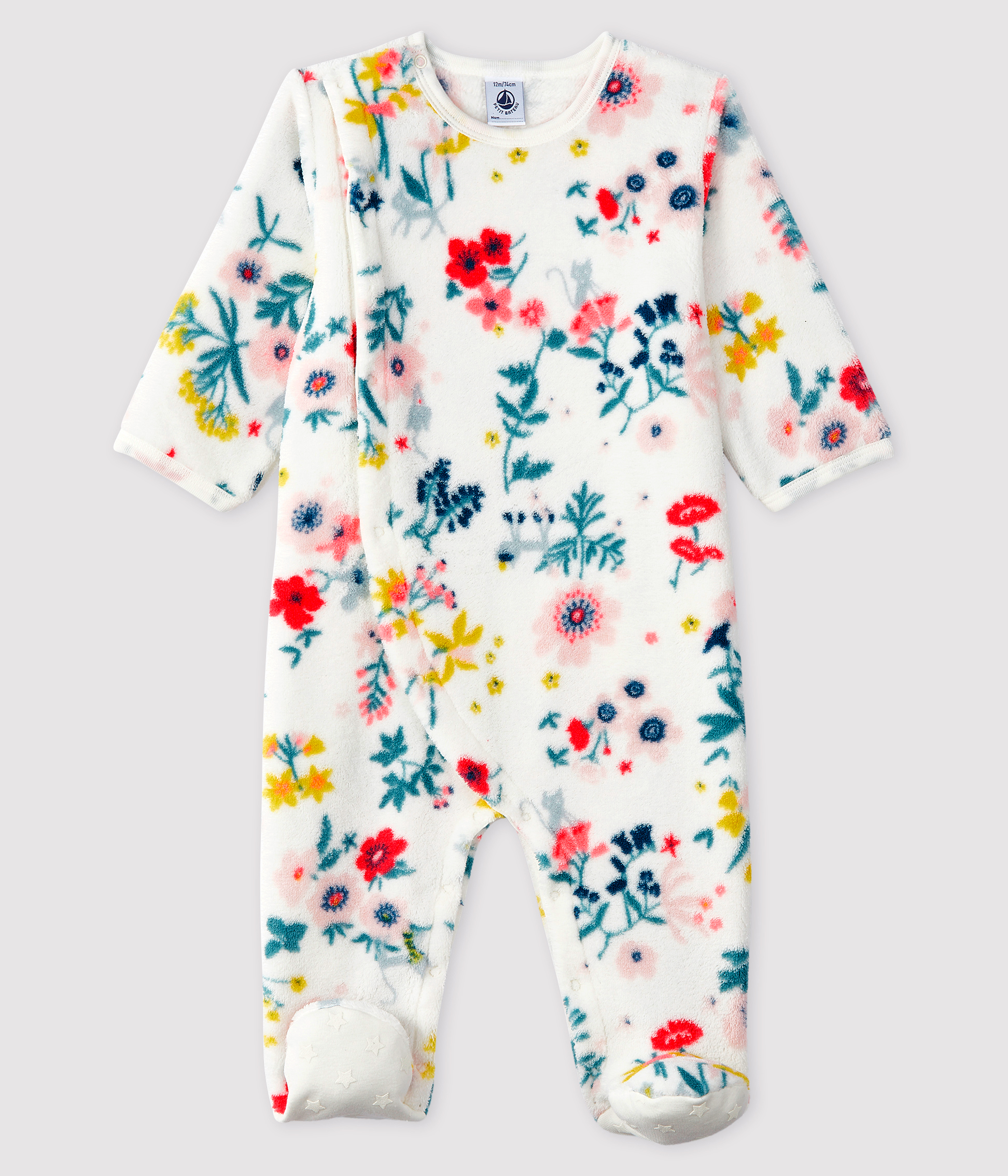 Surpyjama A Imprime Fleuri Bebe Fille En Polaire Marshmallow Multico Petit Bateau