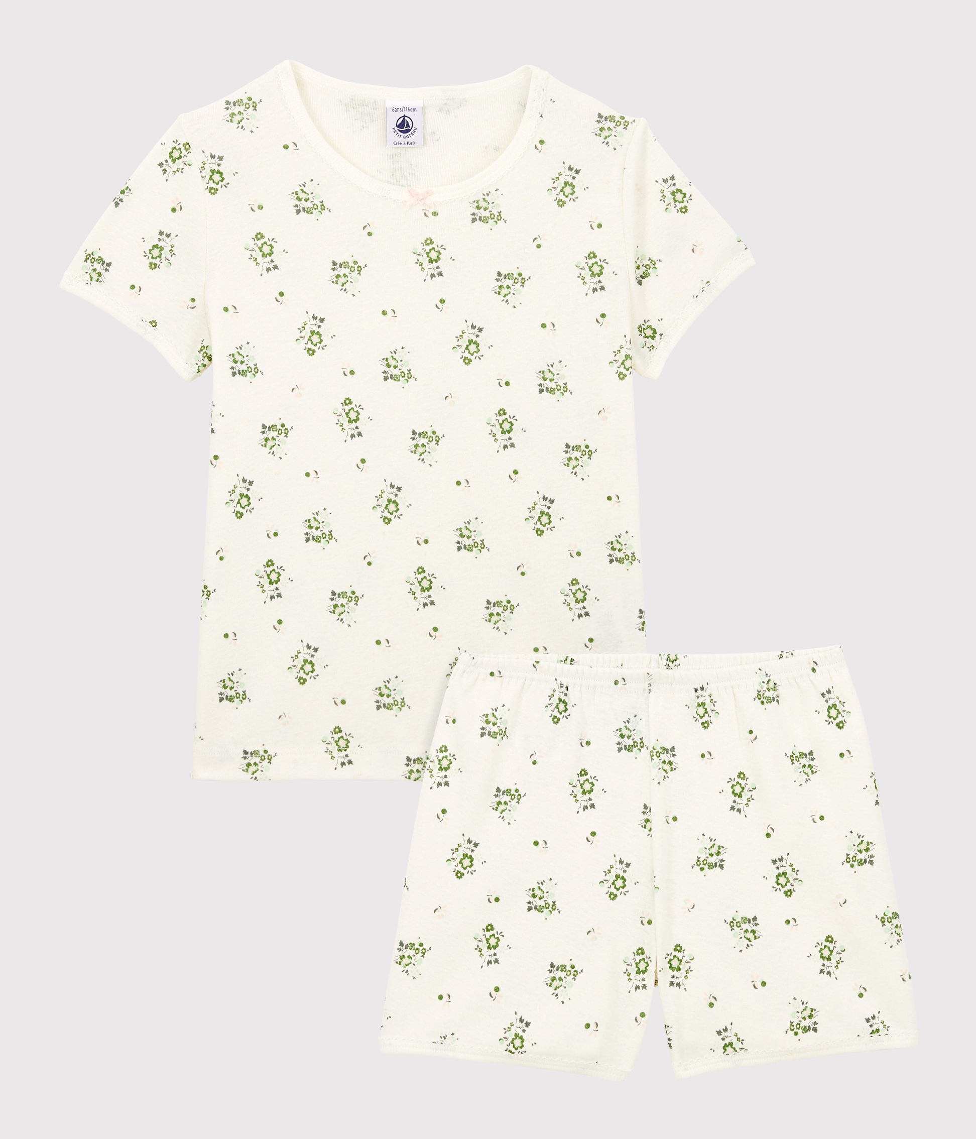 Pyjama Court Fille Petit Bateau - 100% Coton Imprimé Fleuri