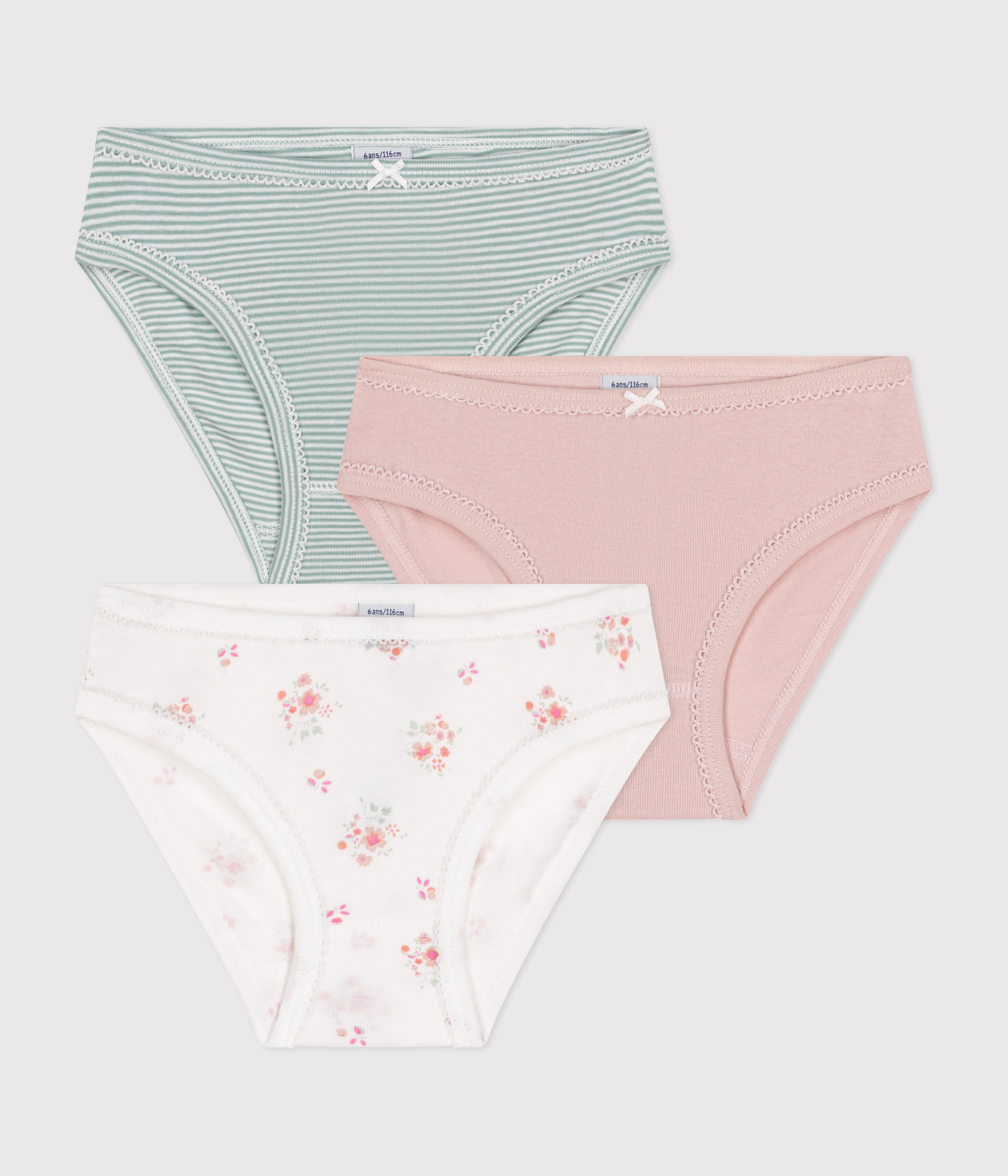 Lot de 3 culottes fleur en coton enfant variante 1 Petit Bateau