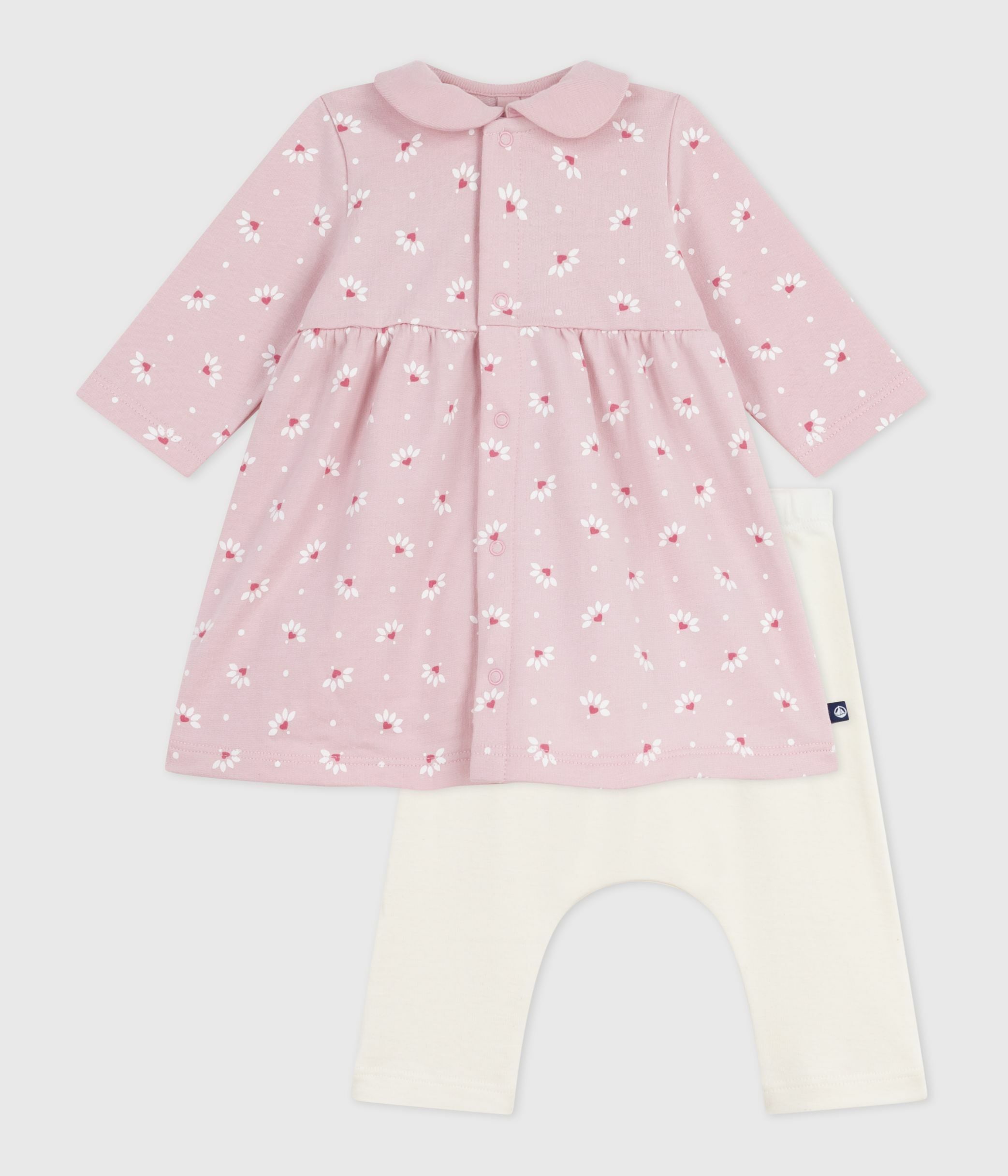 Robe B b Col Imprim Fleurs Et Coeurs Et Legging En Coton JOLI Robe B b Col Imprim Fleurs Et Coeurs Et Legging En Coton JOLI