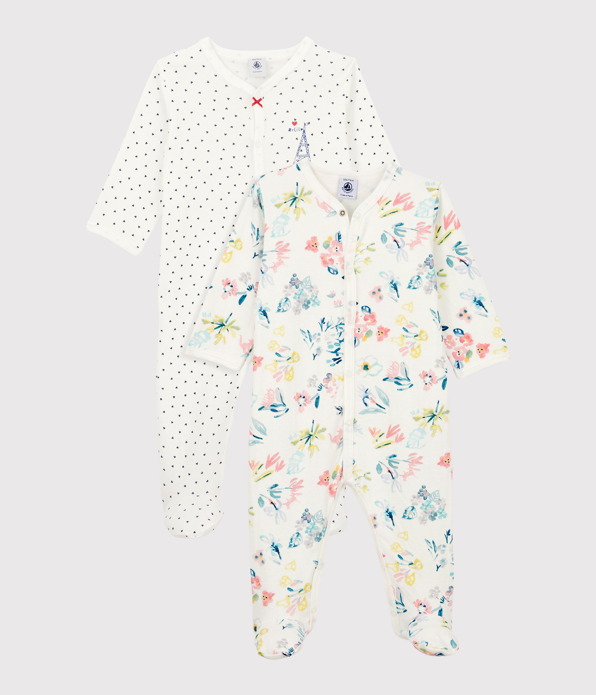 Petit Bateau Pyjama Dors Bien Bébé Fille | Pyjama Côté Bio 100% Coton