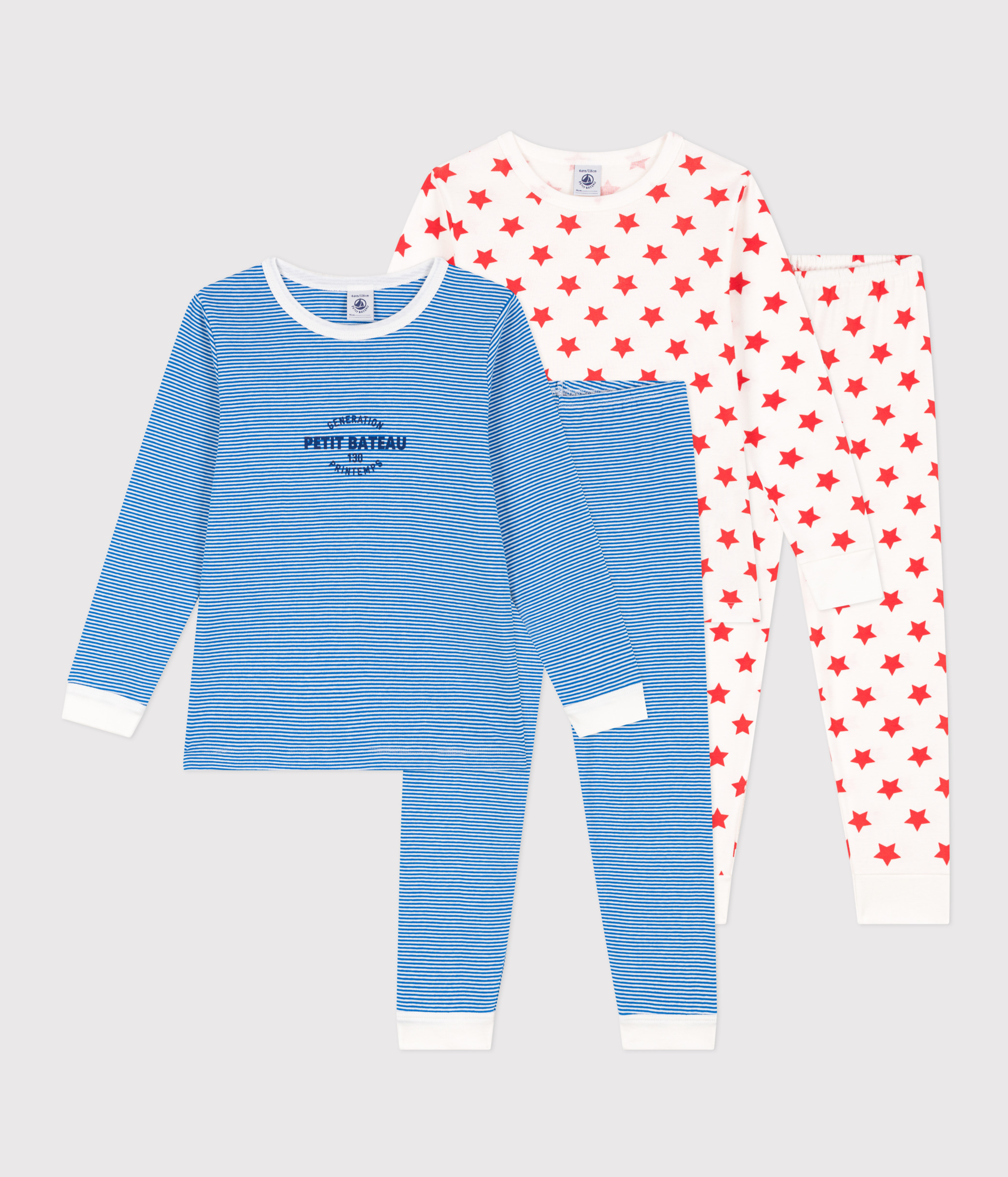 Pyjamas Courts Petit Bateau Lot De 2 - 100% Coton Fille - Marque Française Qualité