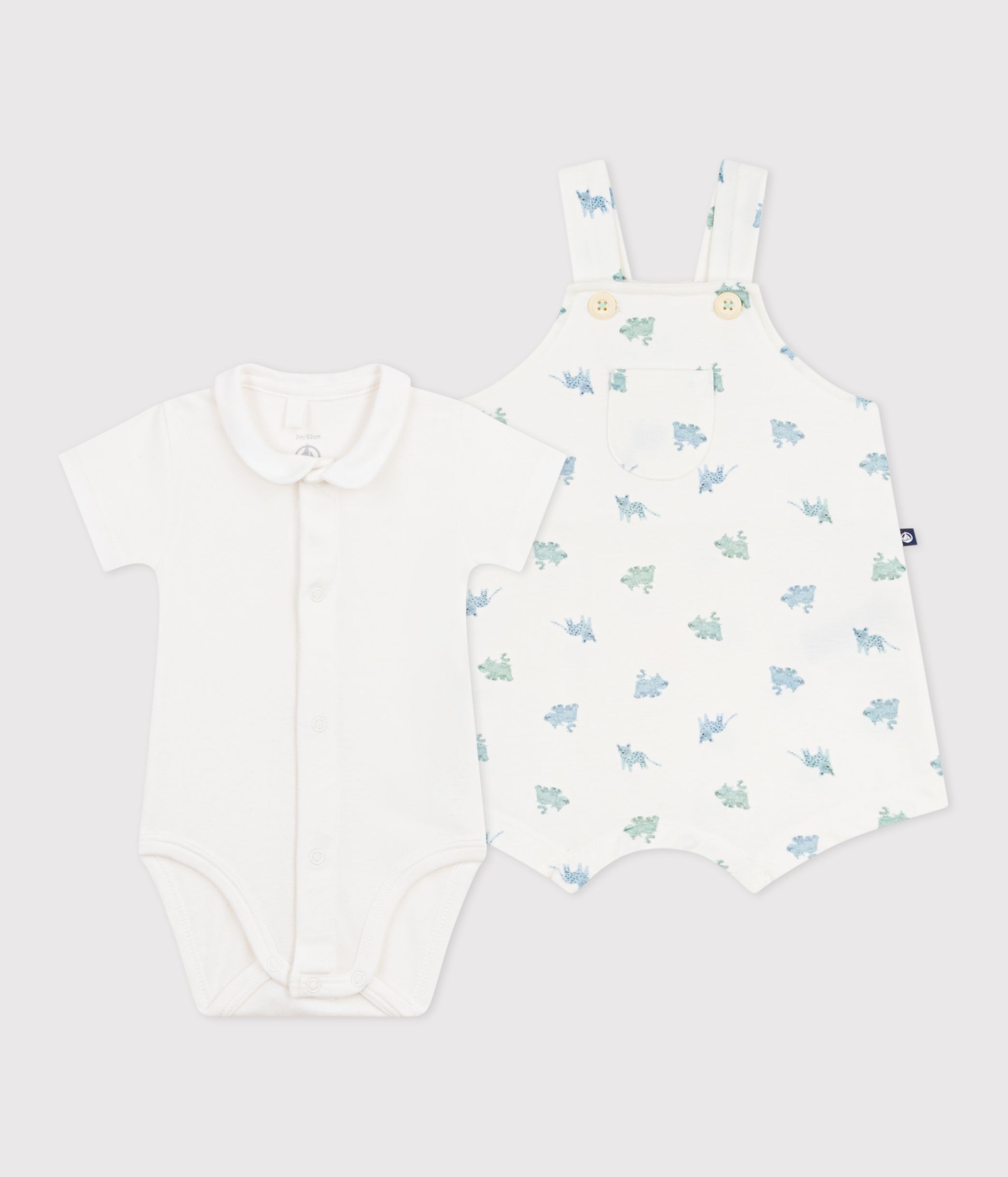Ensemble Salopette Et Body Bébé Petit Bateau - Coton Doux Et Confortable