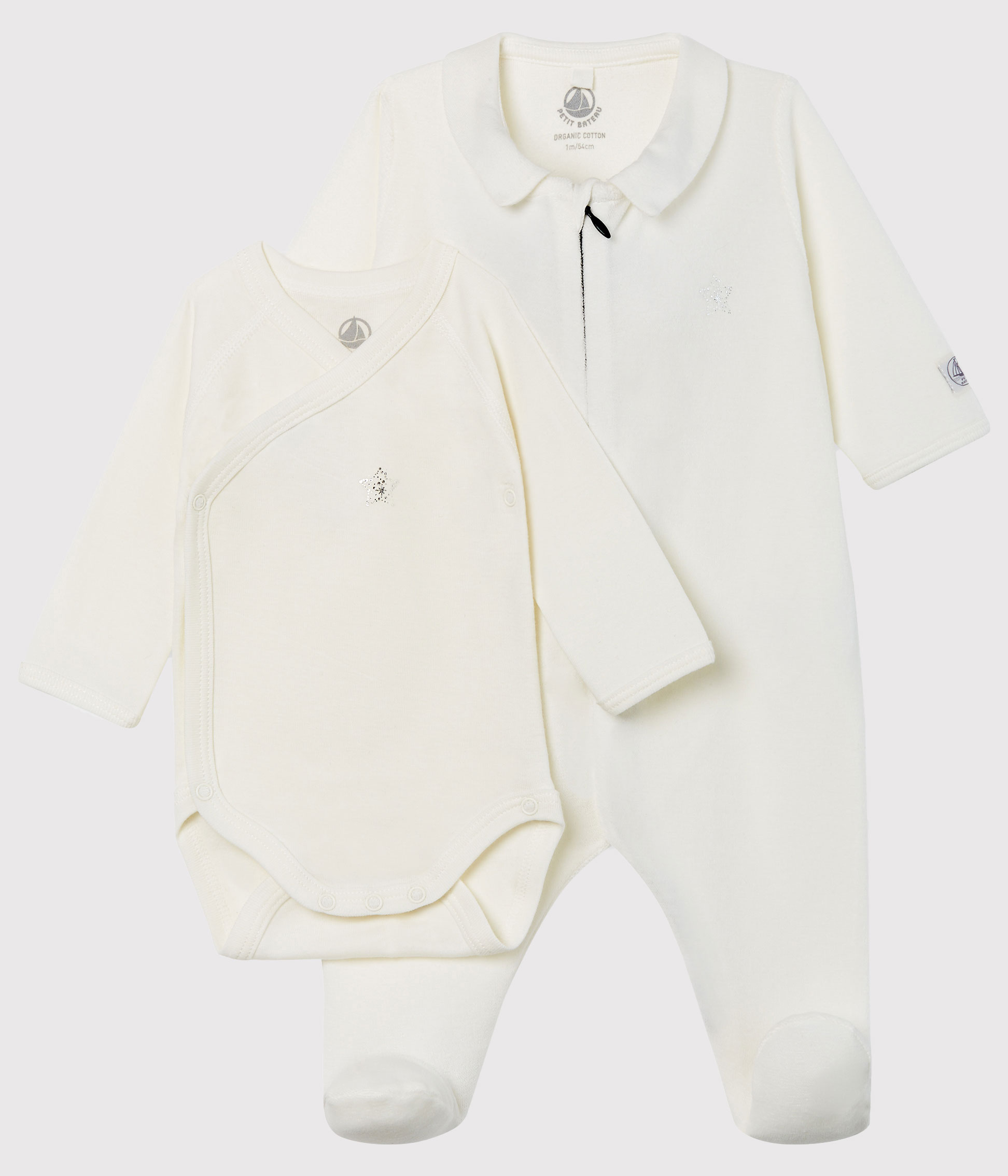 Petit Bateau Dors Bien Zippé Mixte Bébé - Pyjama Coton Doux à Col Cœurs