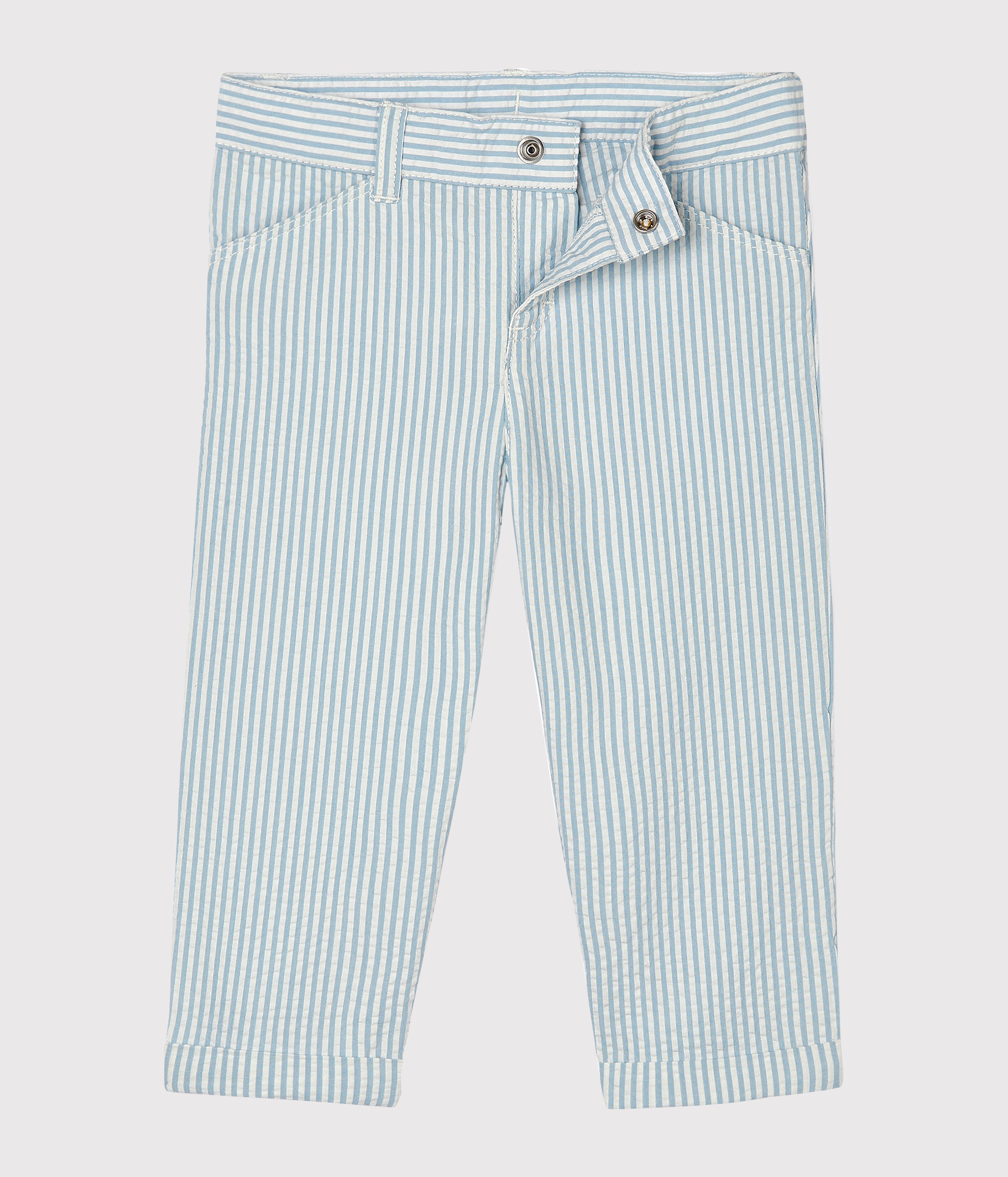 Pantalon bébé garçon en seersucker ACIER/MARSHMALLOW 5291801090