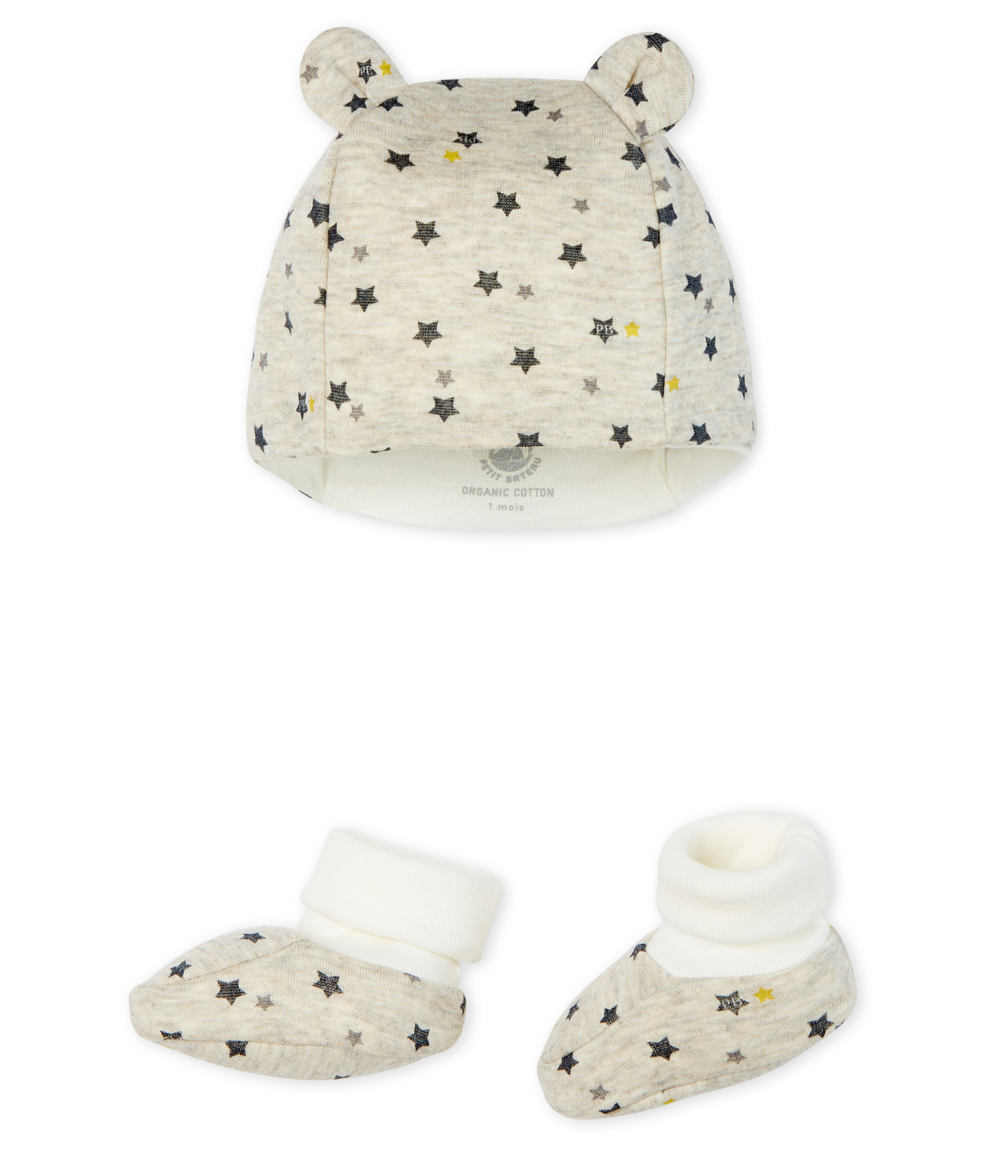 Lot bonnet et chaussons bébé garçon en laine et coton