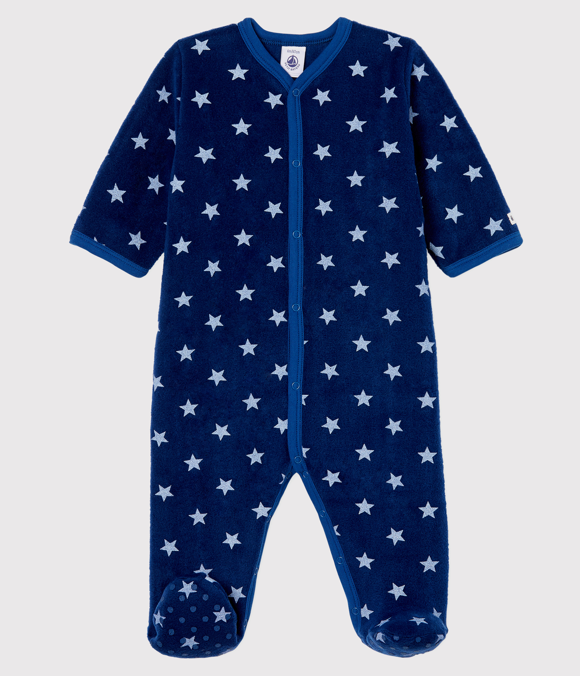 Surpyjama à étoiles bébé en polaire MEDIEVAL/MARSHMALLOW