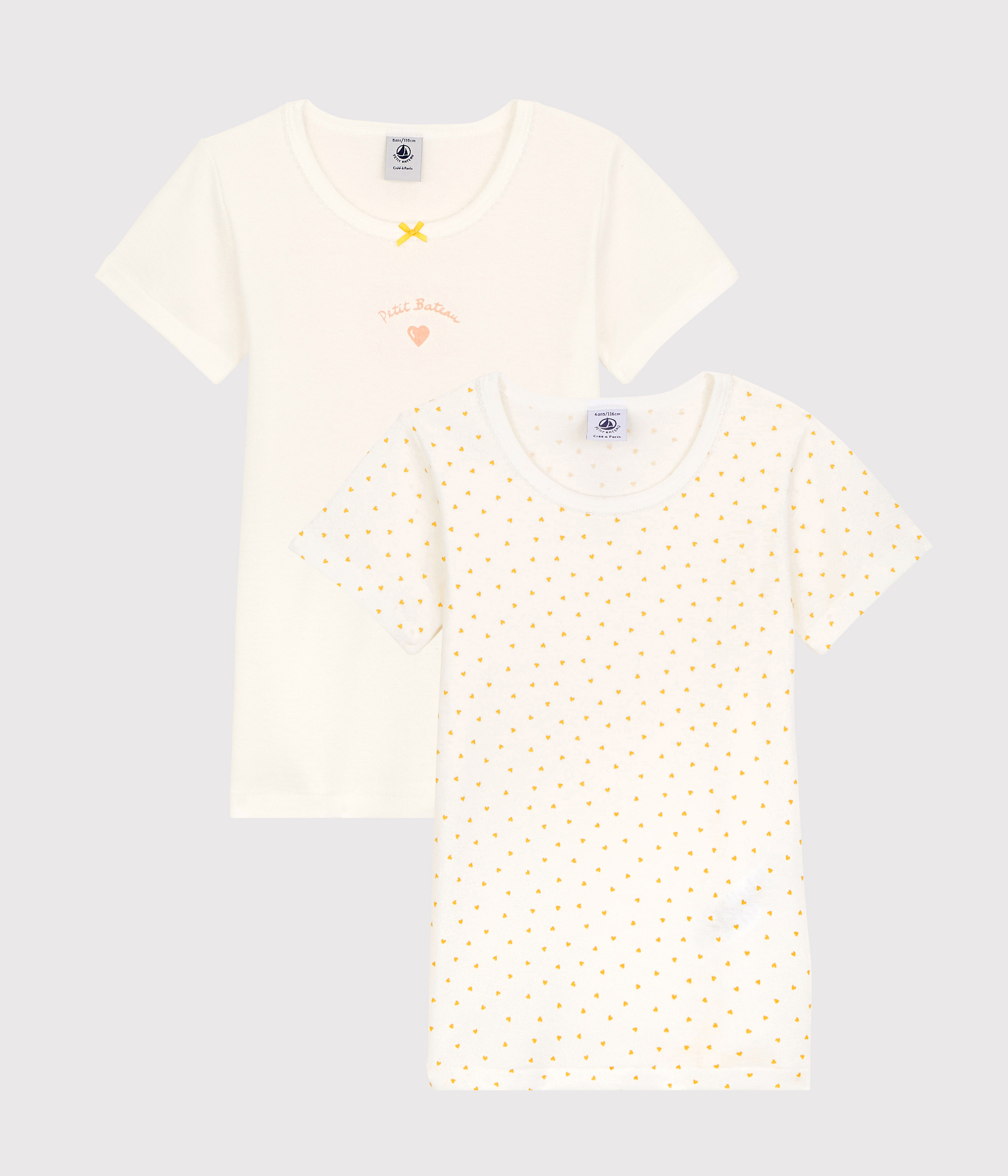 Tee-shirt Manches Courtes Fille Petit Bateau – Coton – Rayures Et Motif Cœur – Marque Française - 2