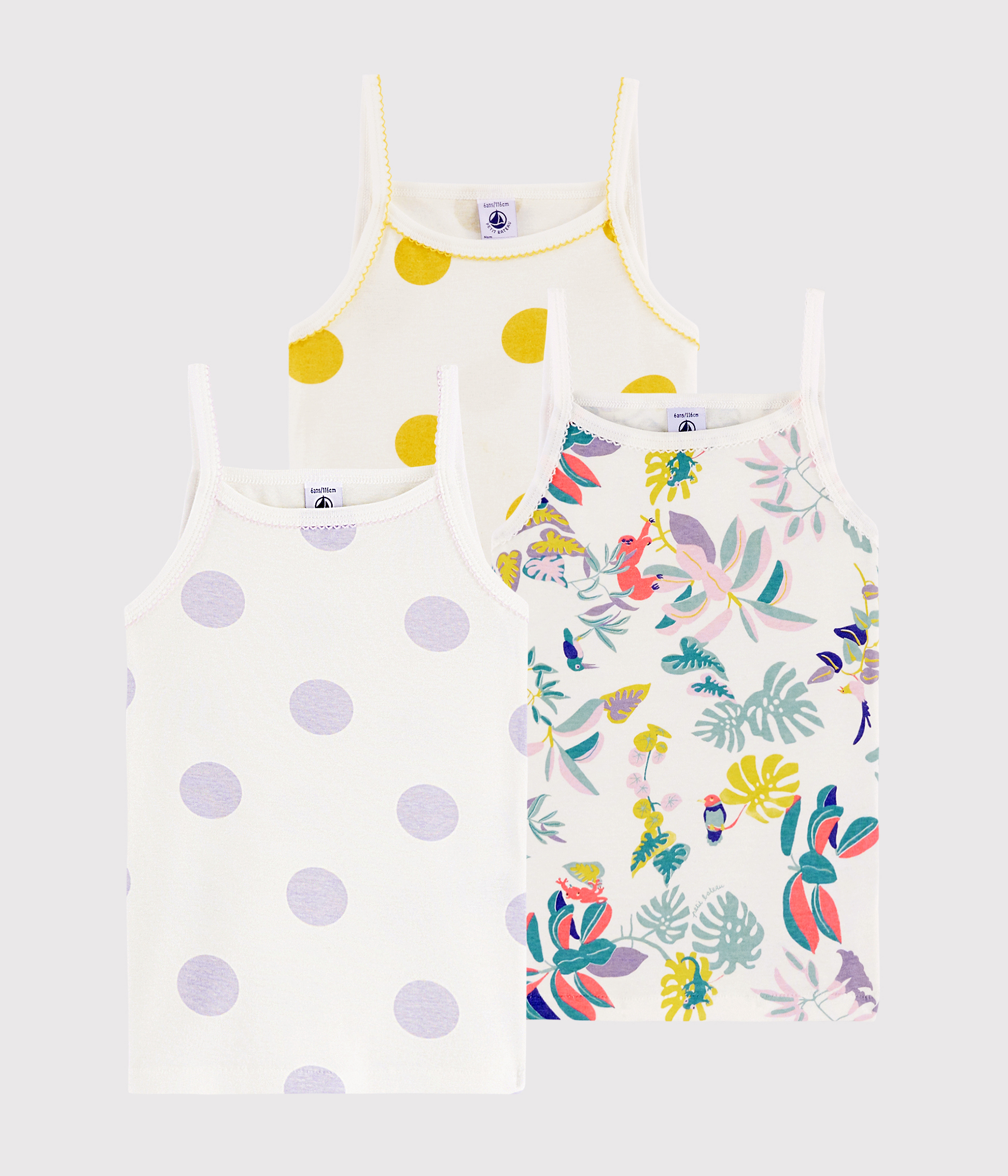 Petit Bateau Lot 2 Chemises à Bretelles Fille - Côte 100% Coton Bio - Col Bateau Sans Manches