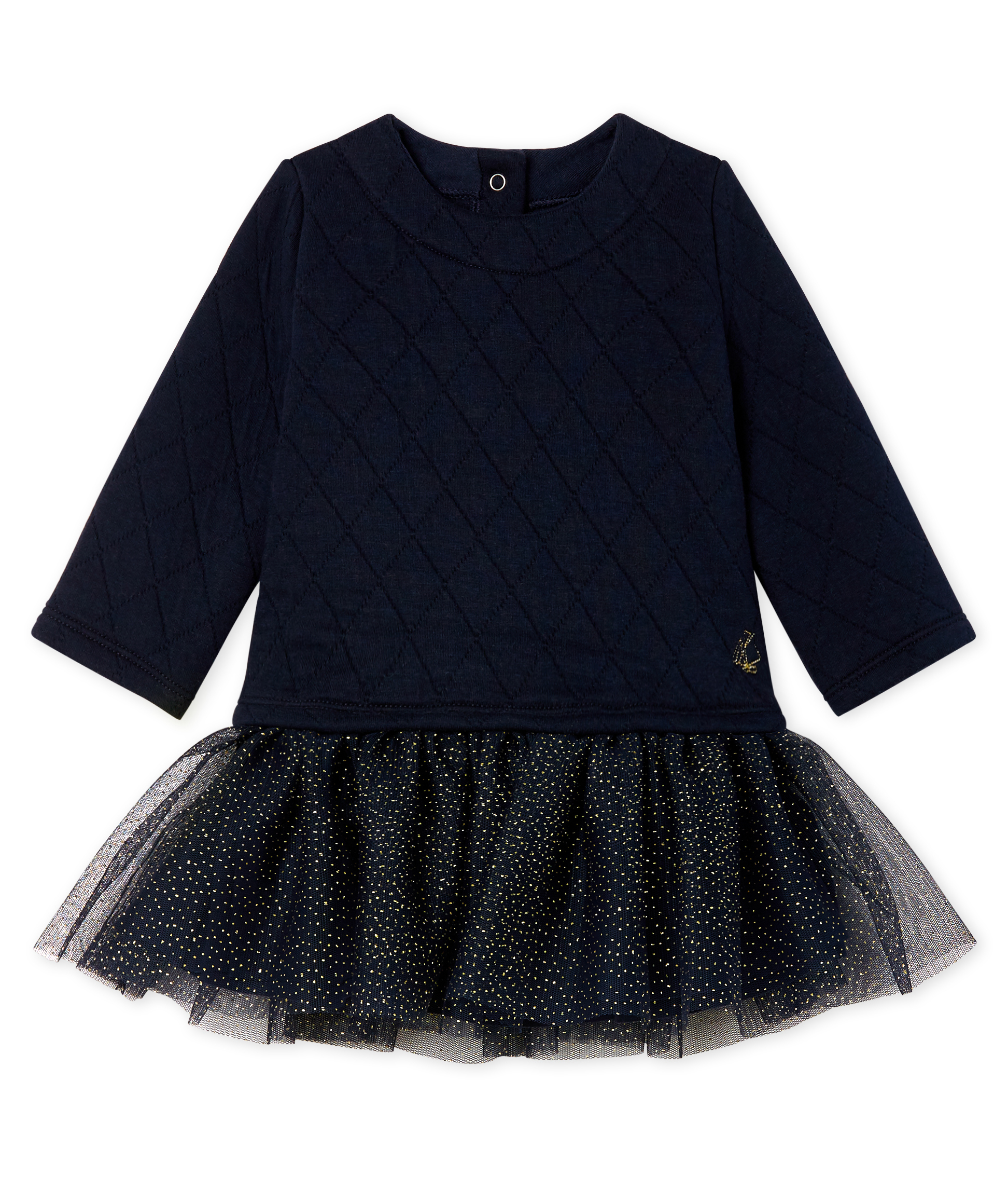 Robe manches longues bi-matière bébé fille