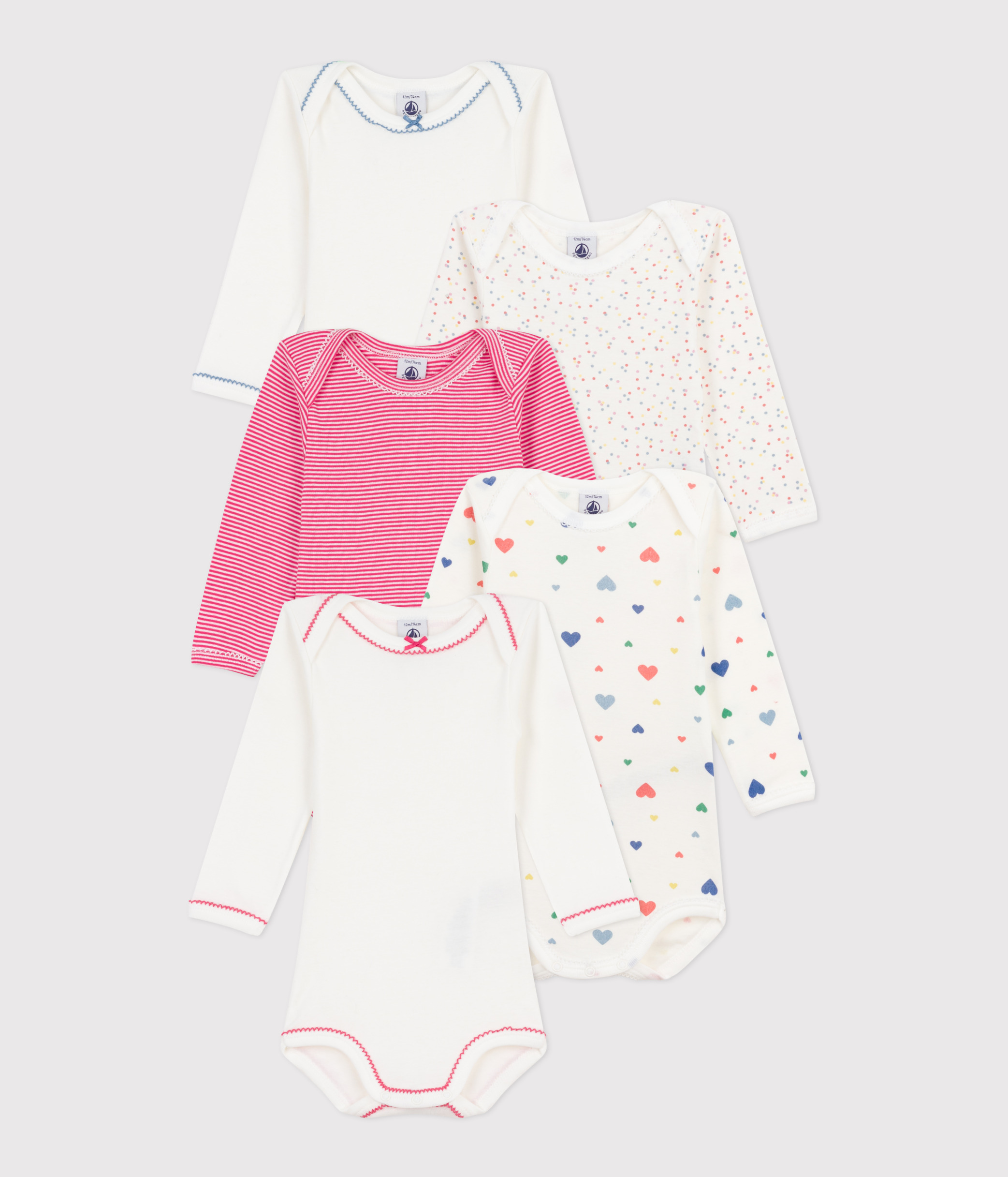 LOT DE 3 BODIES MANCHES LONGUES BÉBÉ EN COTON LOT DE 3 BODIES MANCHES LONGUES BÉBÉ EN COTON