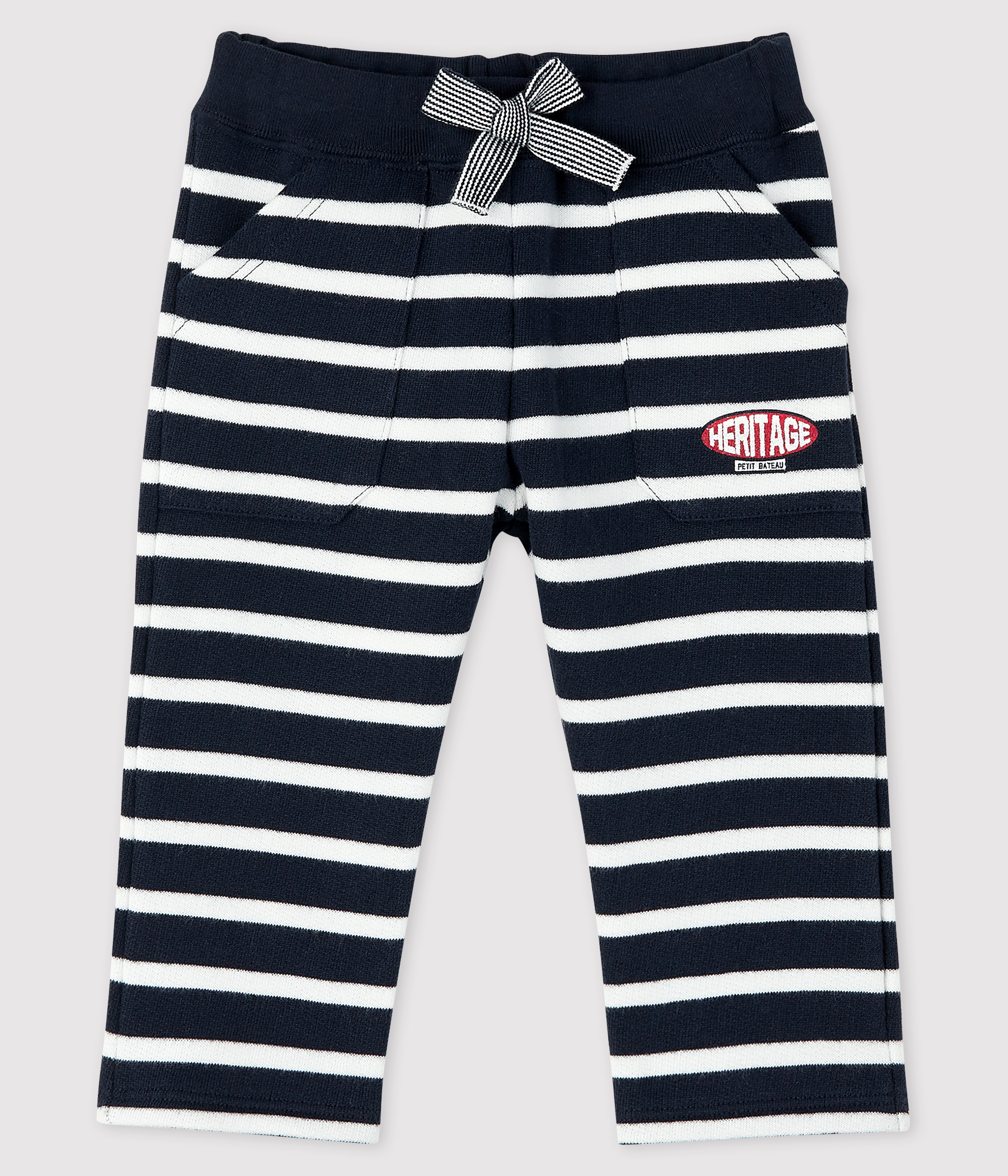 Pantalon Bébé Garçon Petit Bateau - Rayé Réversible Coton - Ceinture Élastique - Confortable Et Style