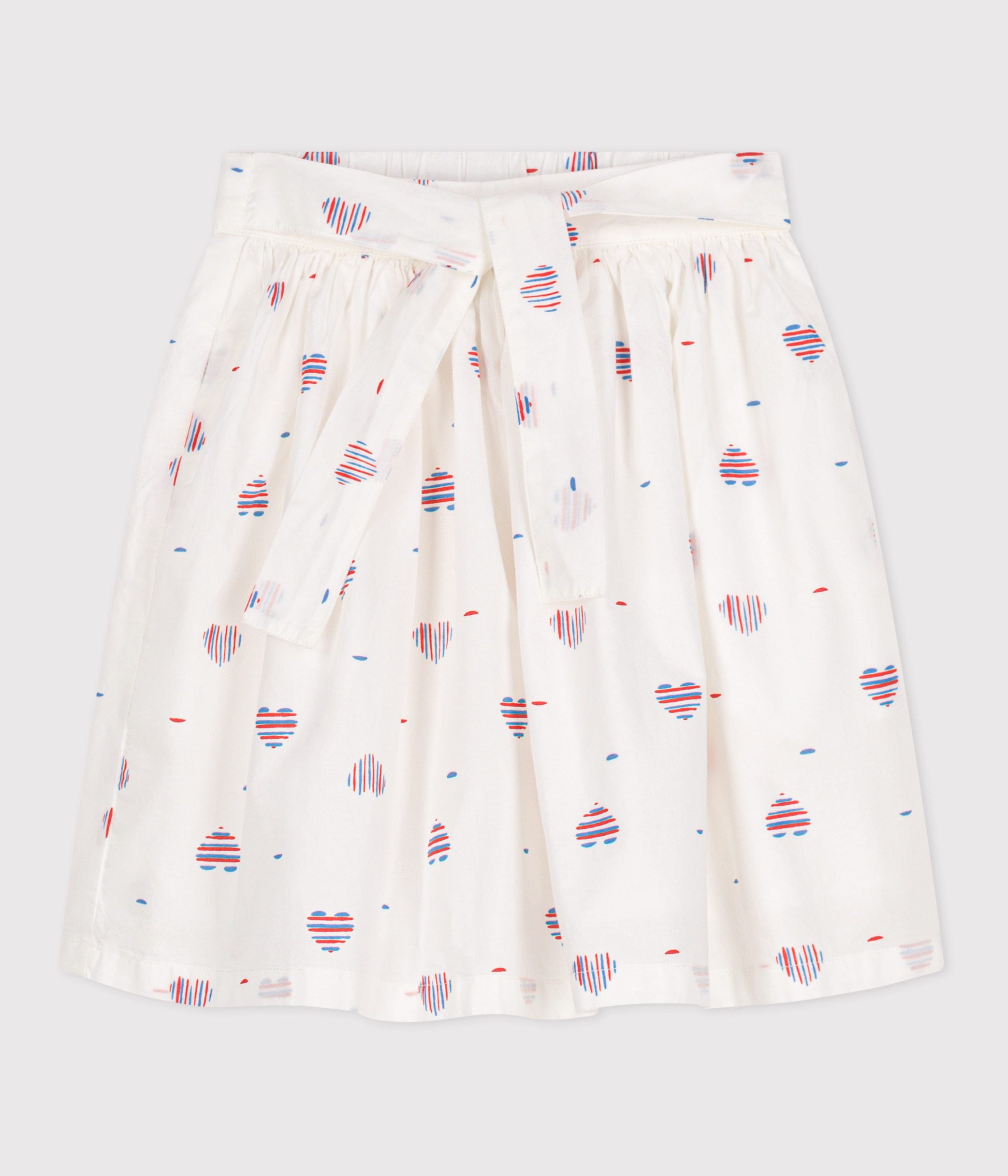 Jupe Petite Fille Petit Bateau – Bleu Imprimé Cœurs, Taille 5 Ans, Ample Avec Volants, Occasion TBE