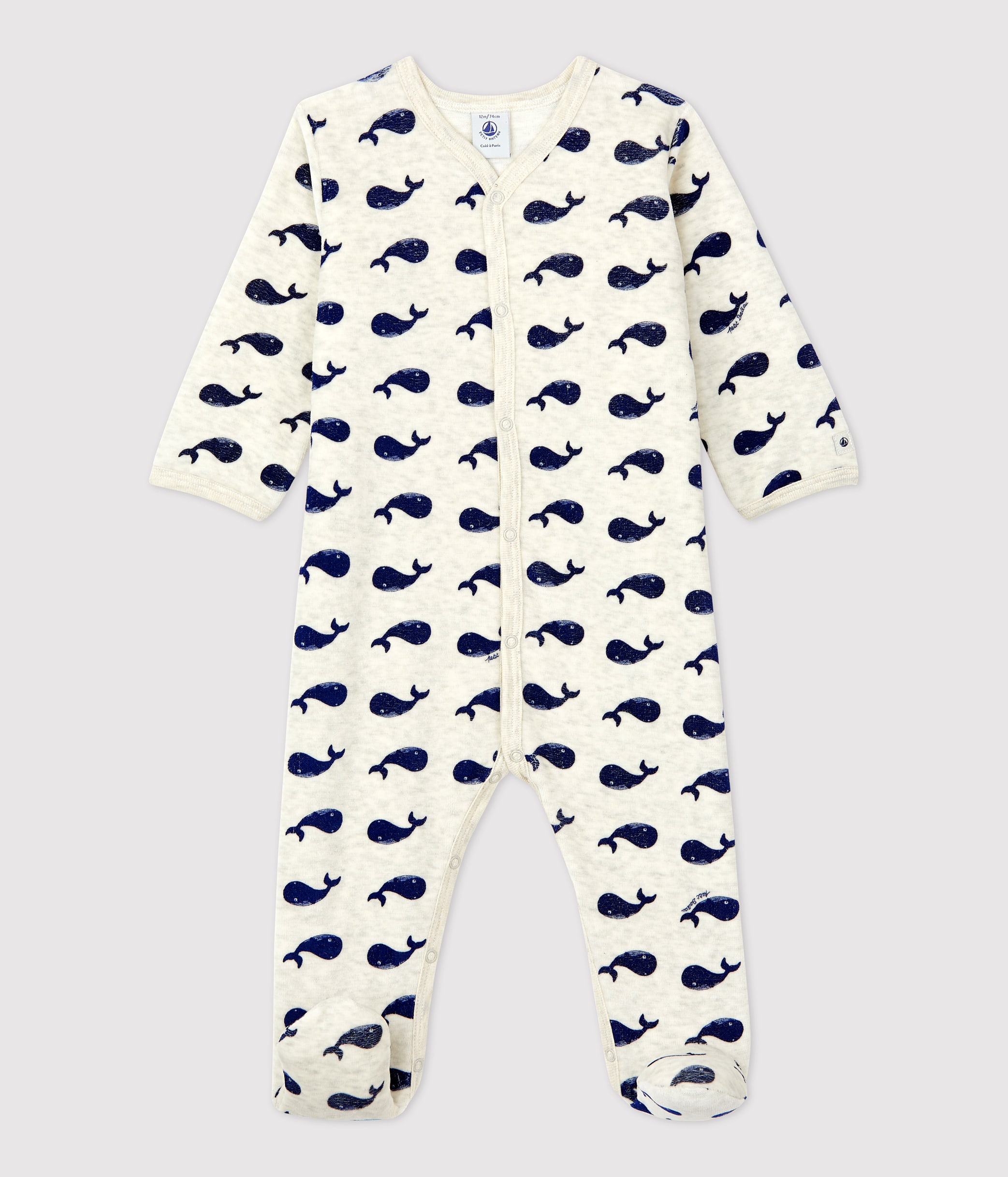 Pyjama dors-bien en velours bébé garçon - Petit Béguin marine