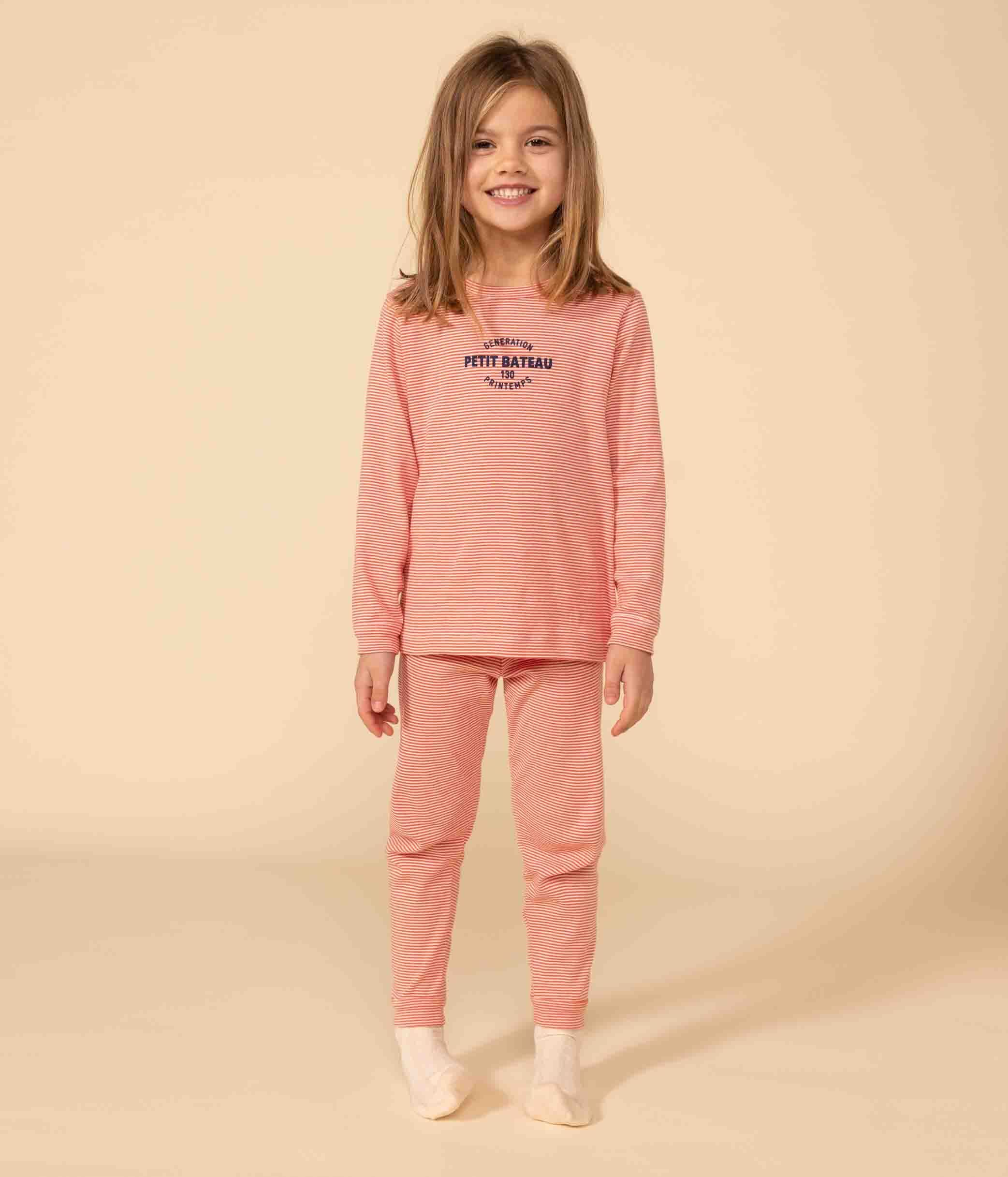 Pyjama unisexe une-pièce rayé assorti, coupe ajustée pour Enfant