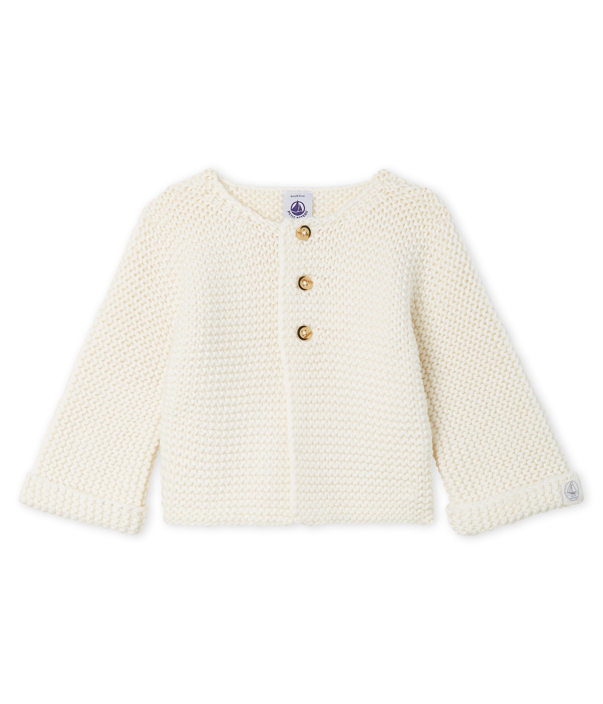 Cardigan laine et coton point mousse bébé fille
