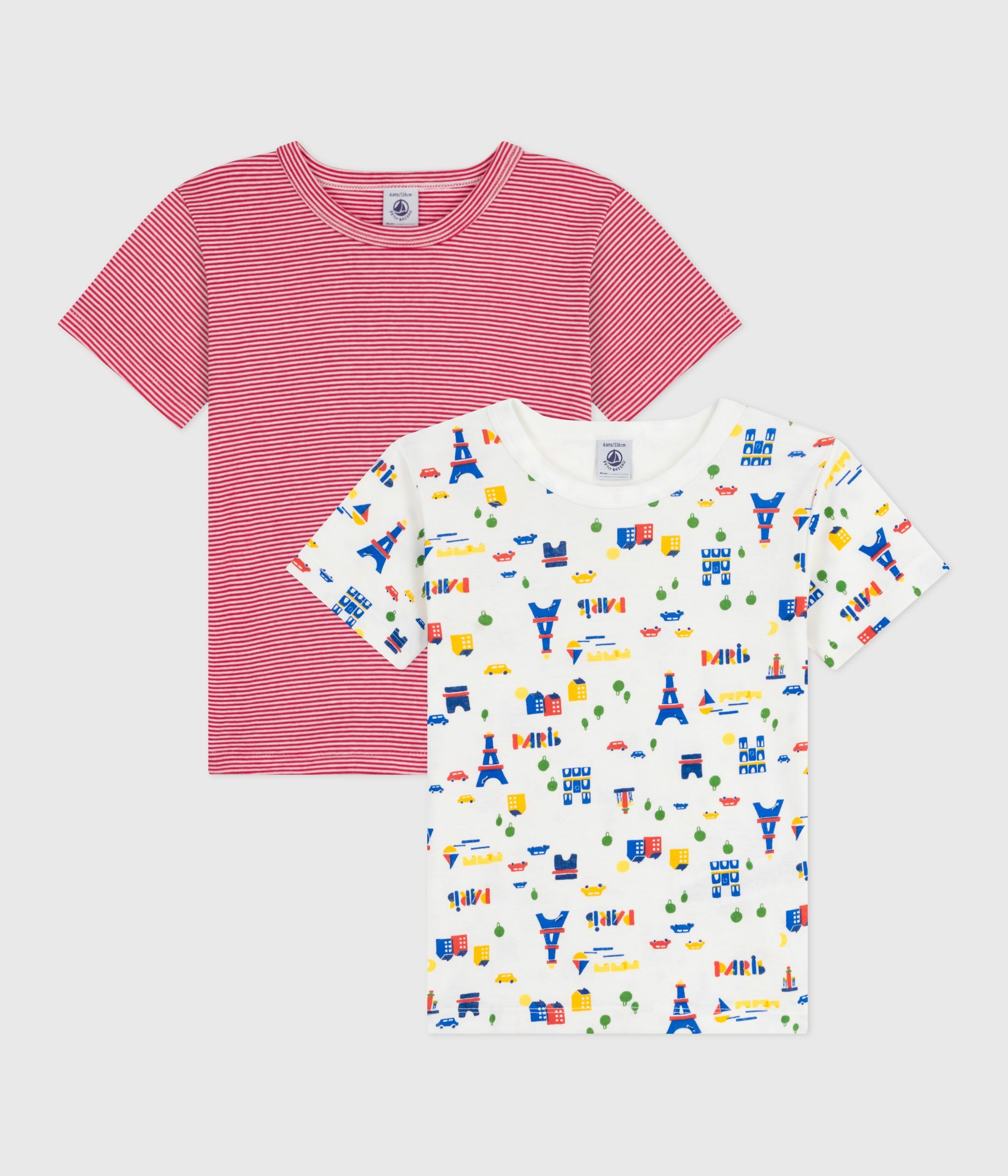 Lot de tee-shirts enfant en coton manches longues imprimé Paris Lot de tee-shirts enfant en coton manches longues imprimé Paris