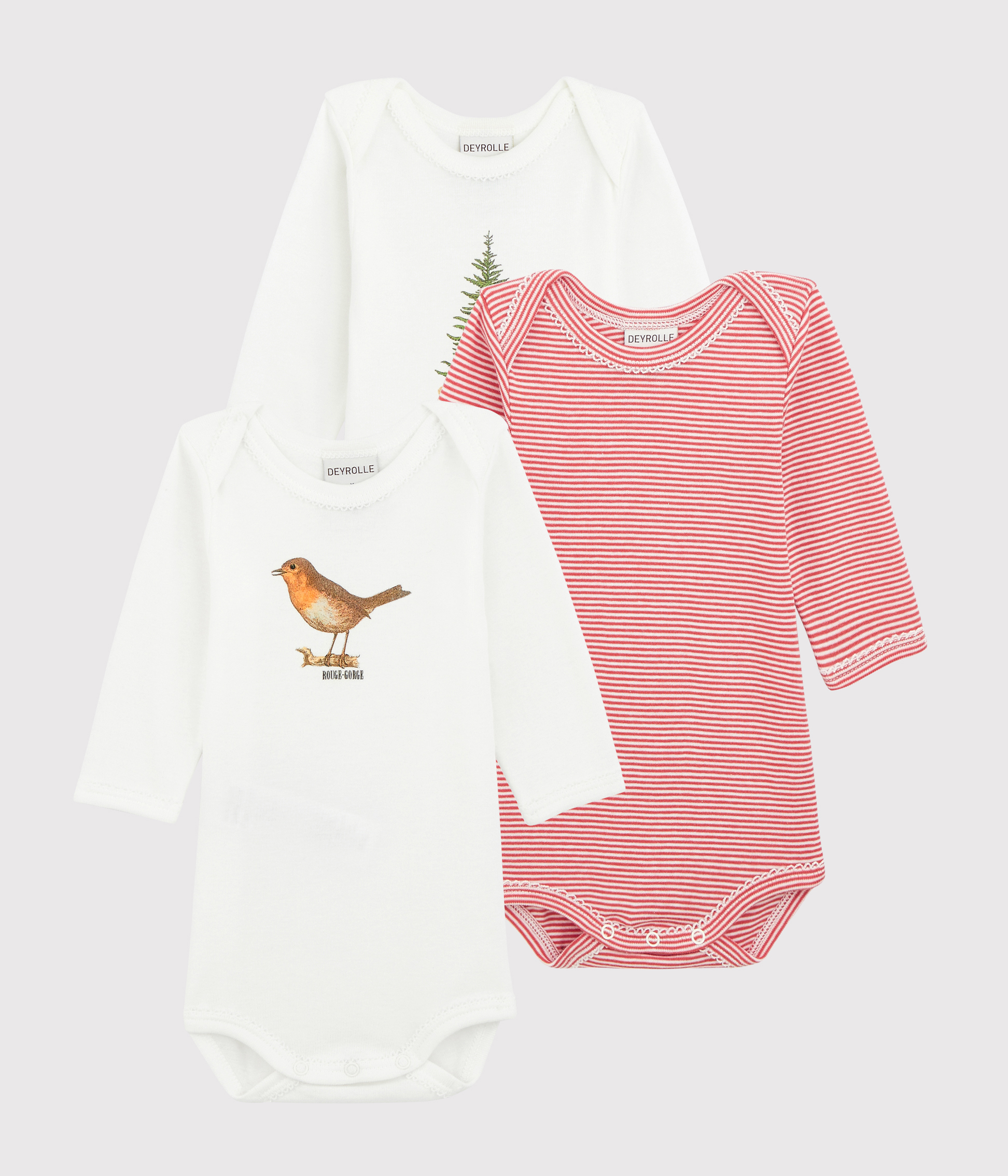 Lot De 3 Bodies Bébé Fille Petit Bateau - Manches Longues En Coton 100% - Qualité Française