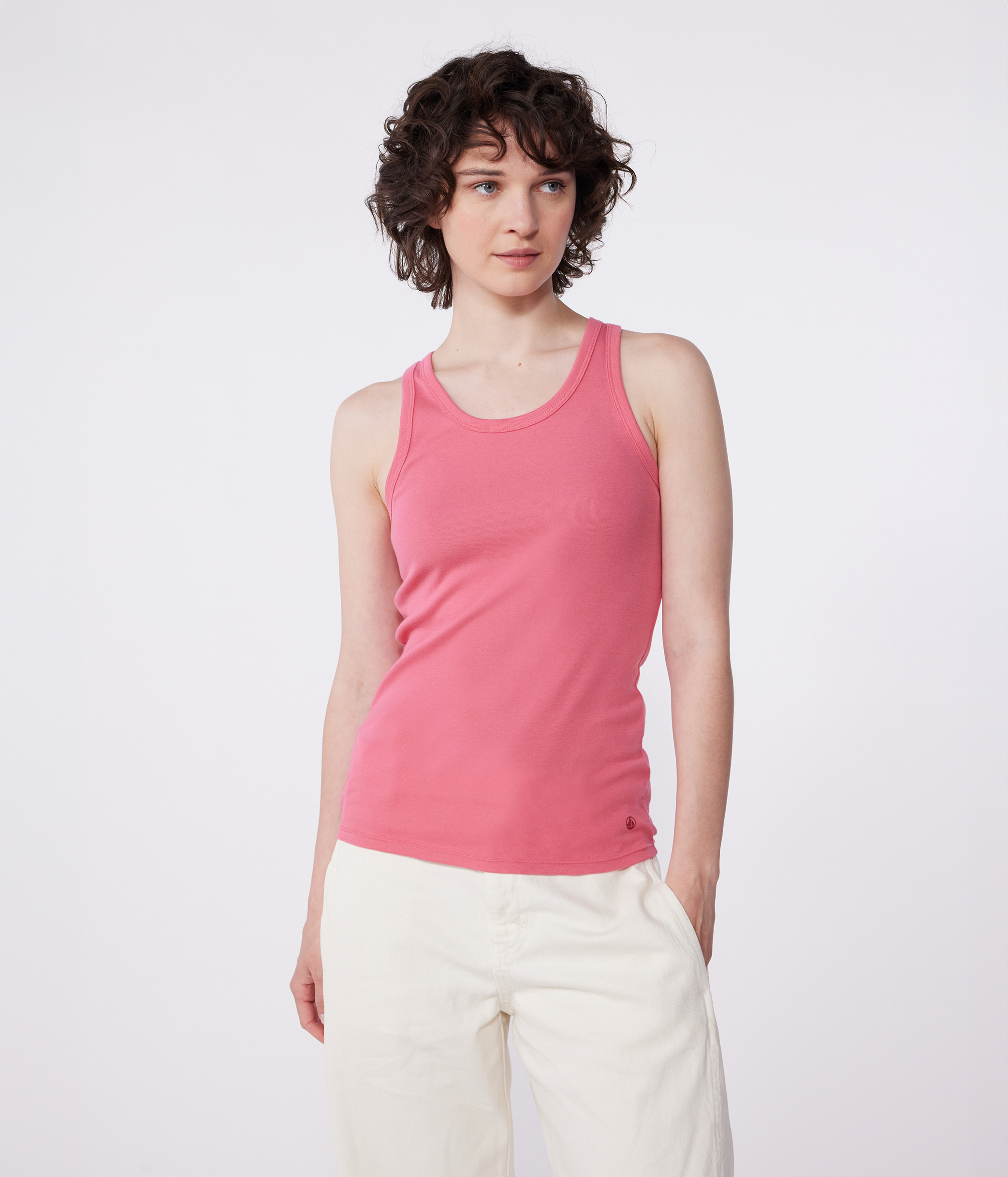 Débardeur Femme Ann Taylor LOFT - Rose Brodé à Nouer - Taille 2 - 100% Coton