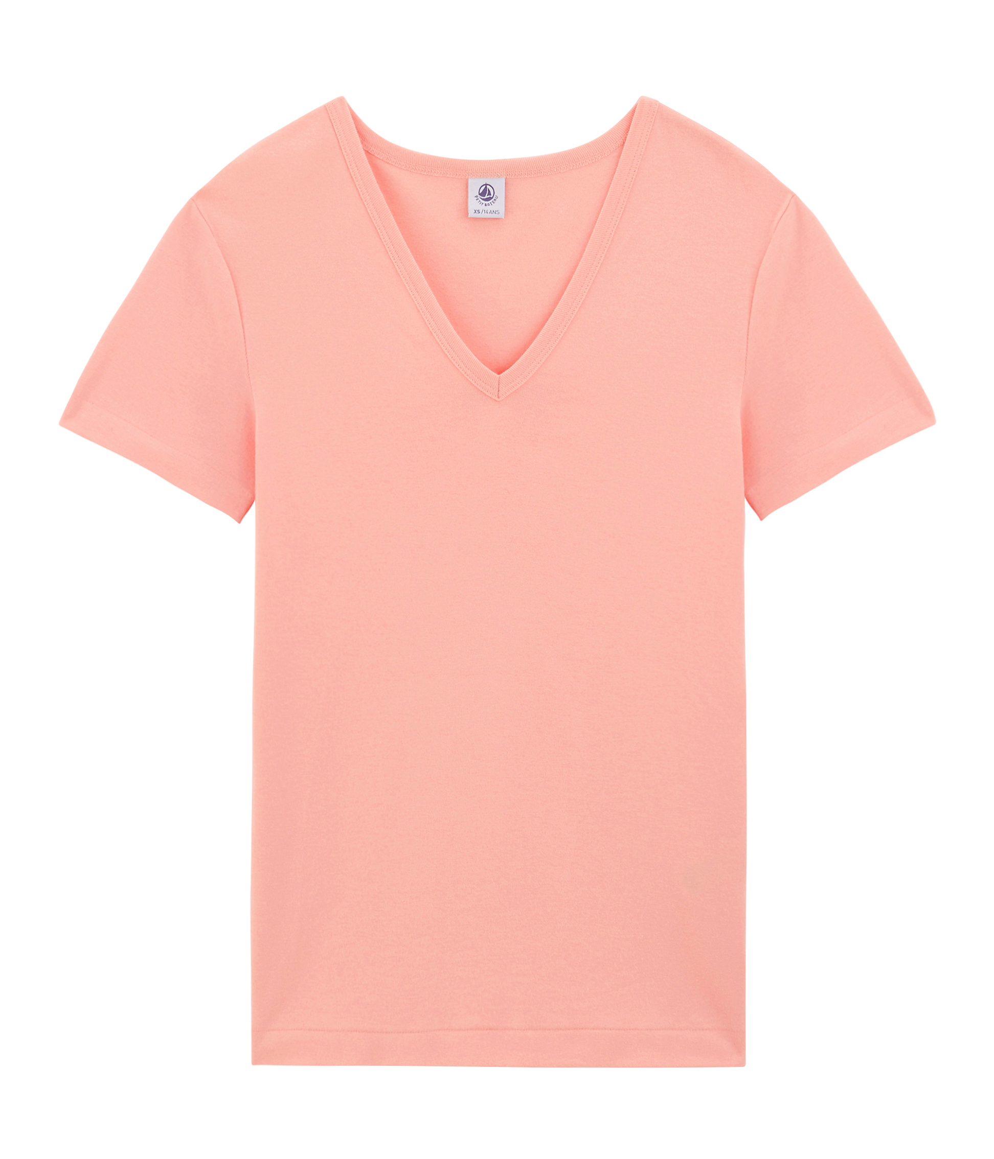 Tee-shirt manches courtes col V femme