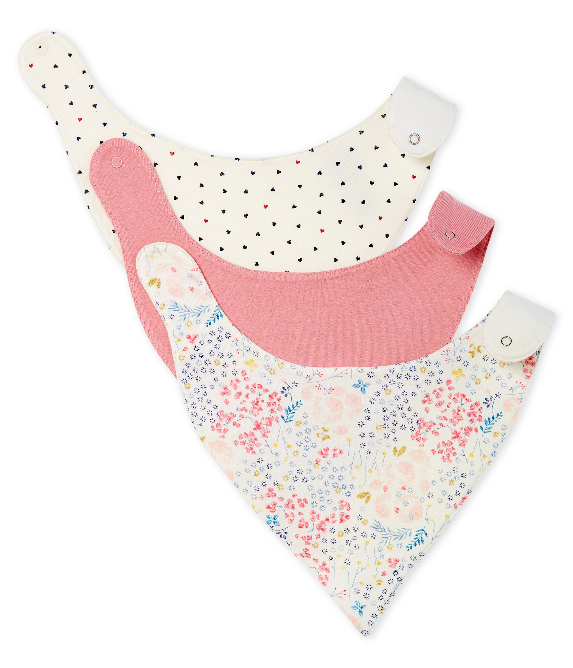 Trio de bavoirs bébé fille en côte