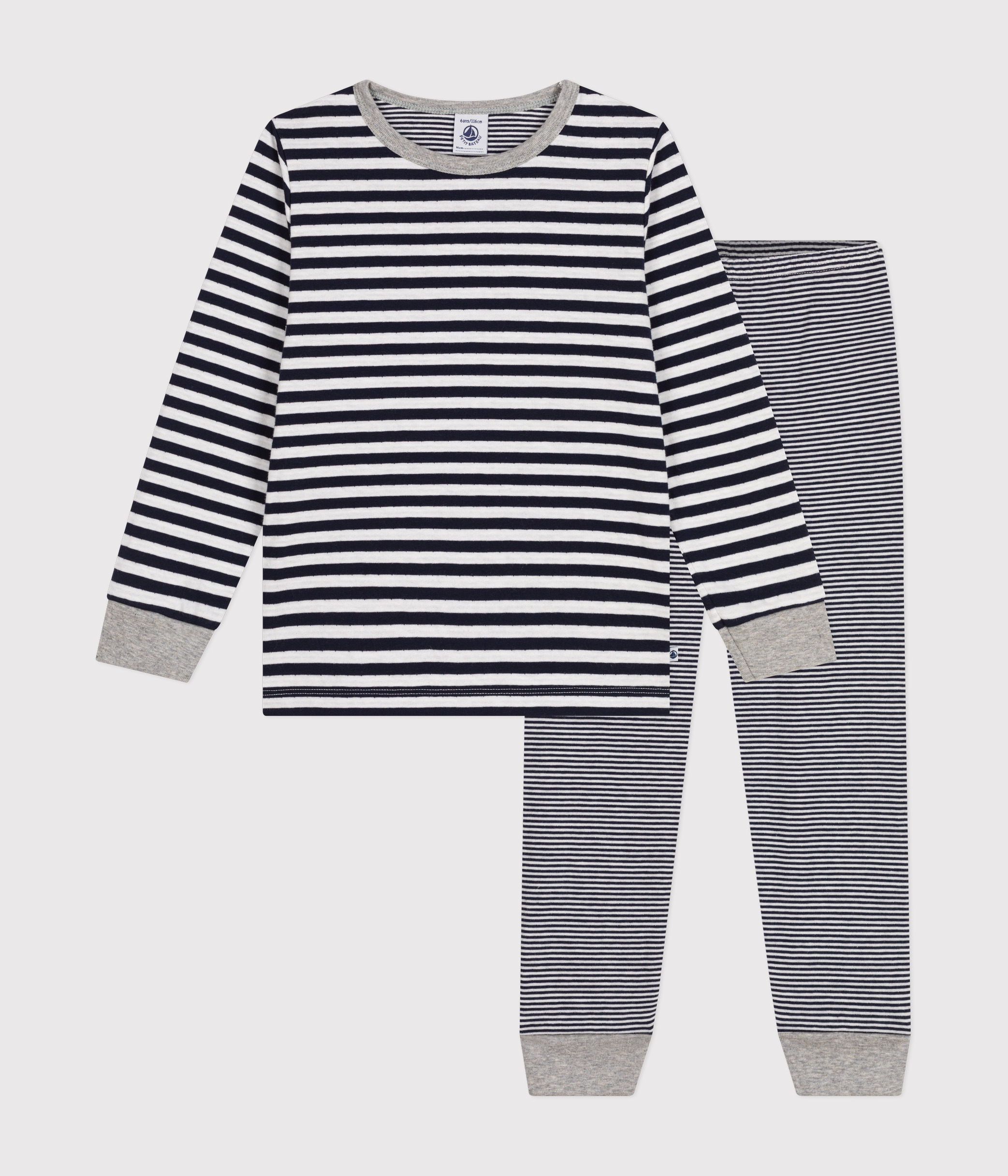 Pyjama en coton rayé enfant SMOKING/MARSHMALLOW | Petit Bateau