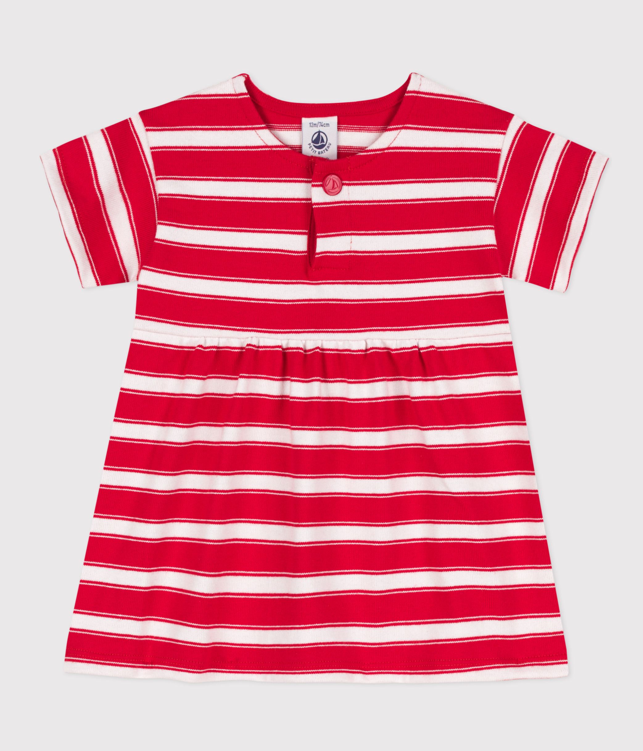 Robe Bébé Fille Petit Bateau - Manches Courtes, Coton Et Tulle - Haut Rayé - Marque Française