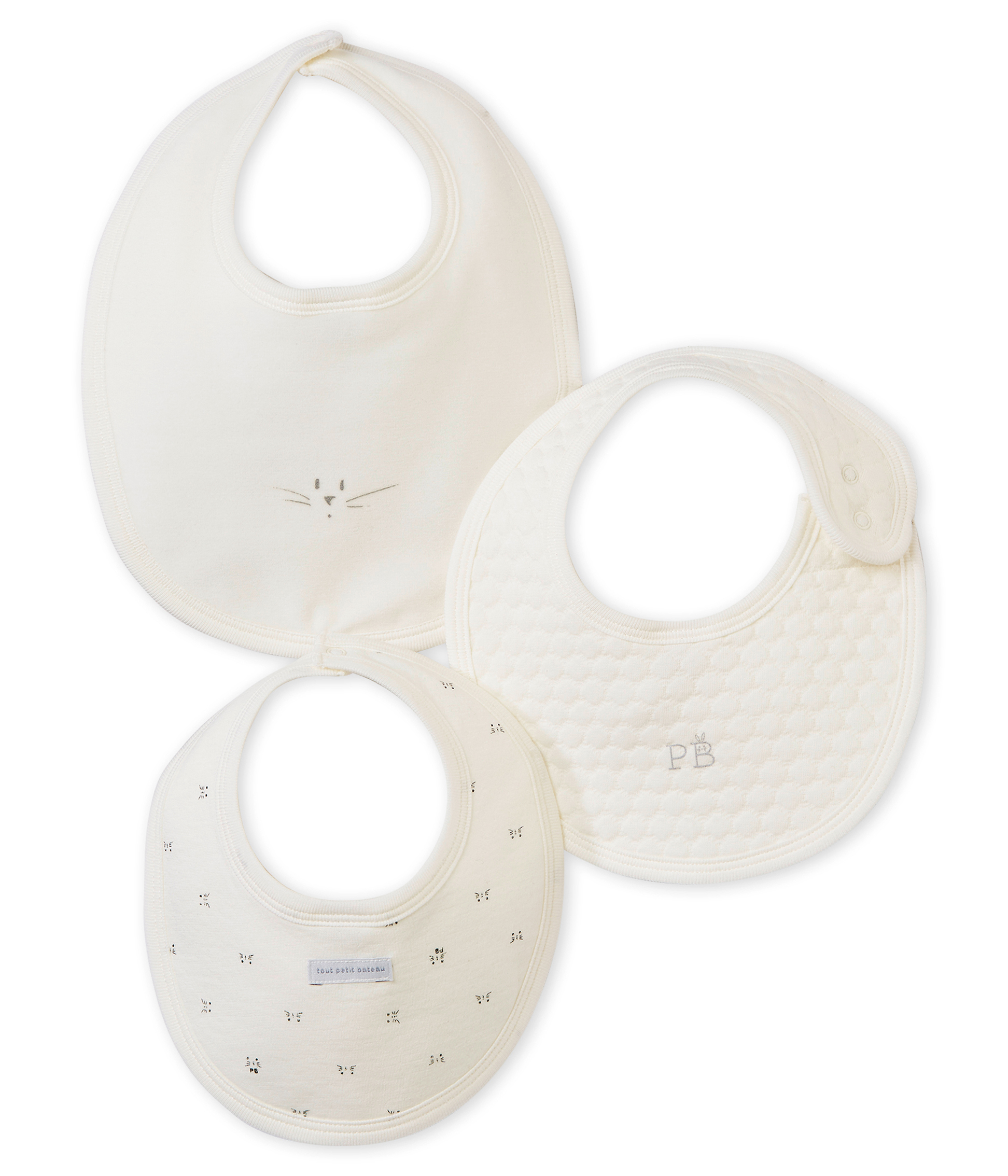 Lot De Trois Bavoirs Bebe Mixte Variante 1 Petit Bateau