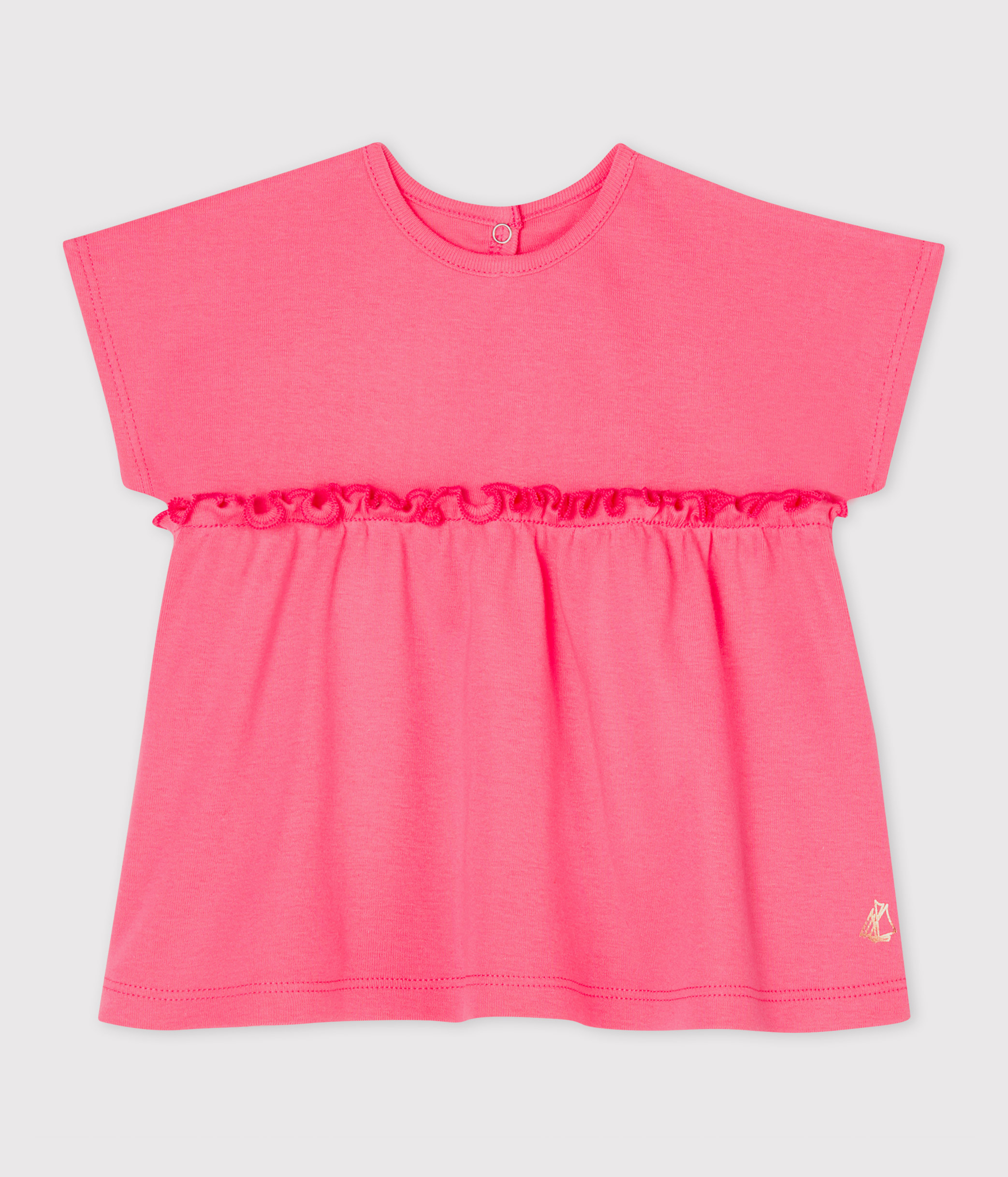 Petit Bateau Blouse Manches Courtes Fille - Top En Coton Fleuri, Coupe Classique Et Confortable