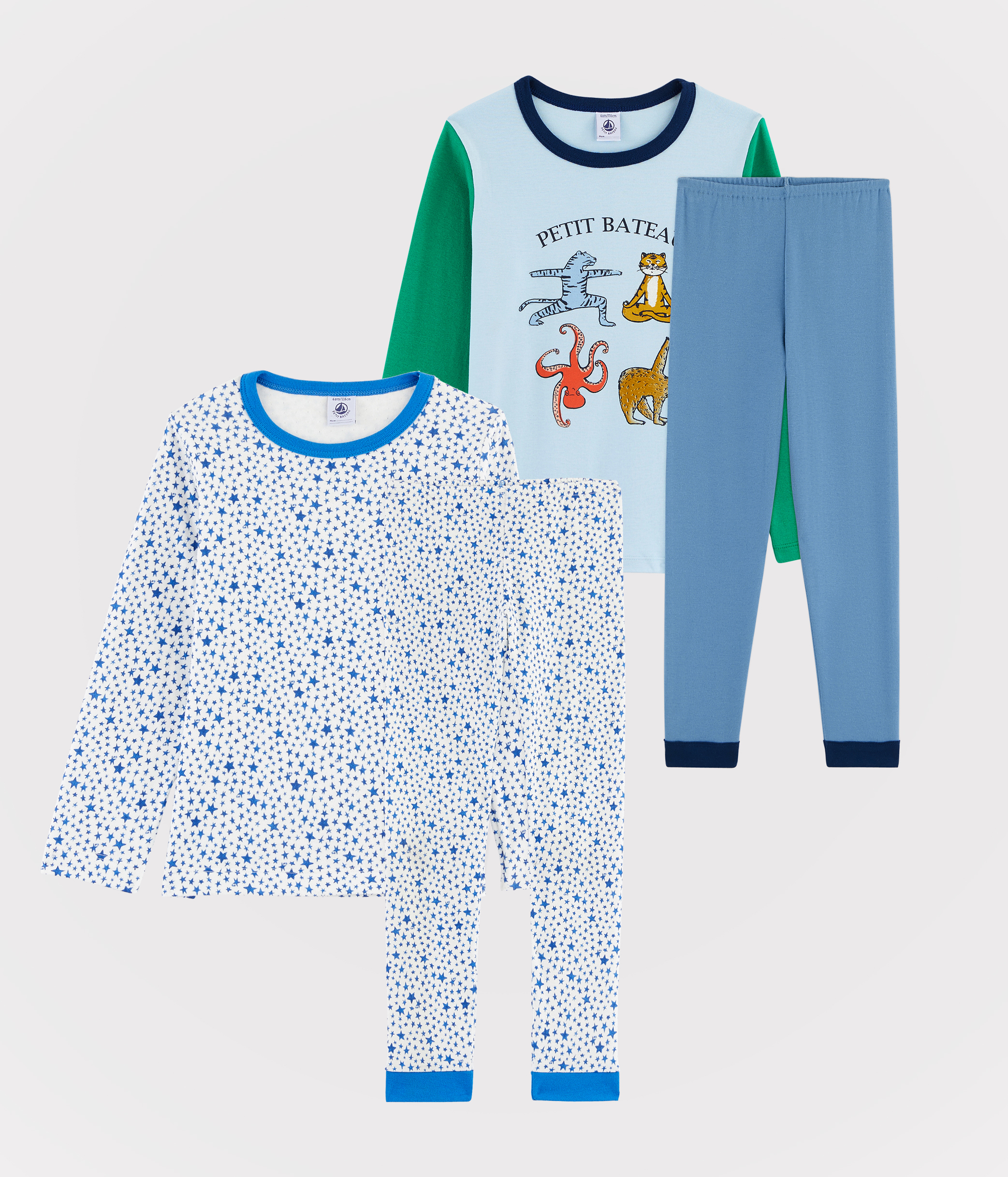 Pyjama Manches Longues Garçon Petit Bateau - Côte Uni Confortable 100% Coton