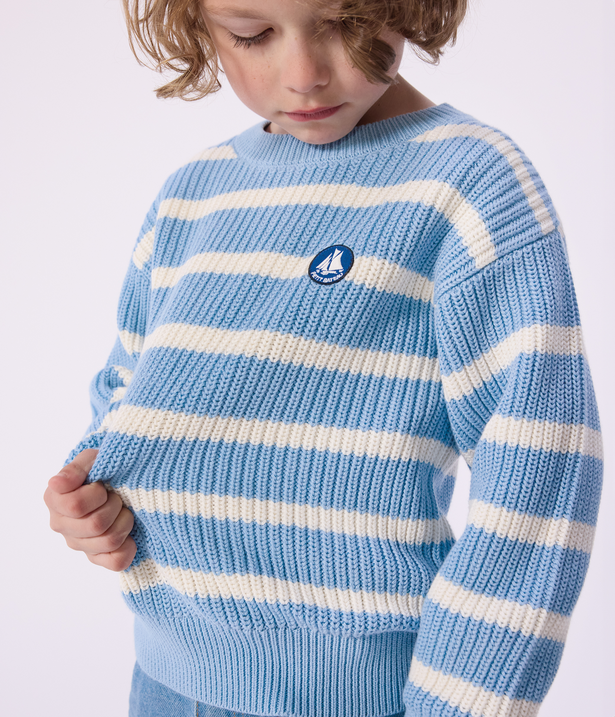 Pull Fille Mini Boden – Coton Bleu Ciel – 5-6 Ans – Pré-aimé – Très Bon état