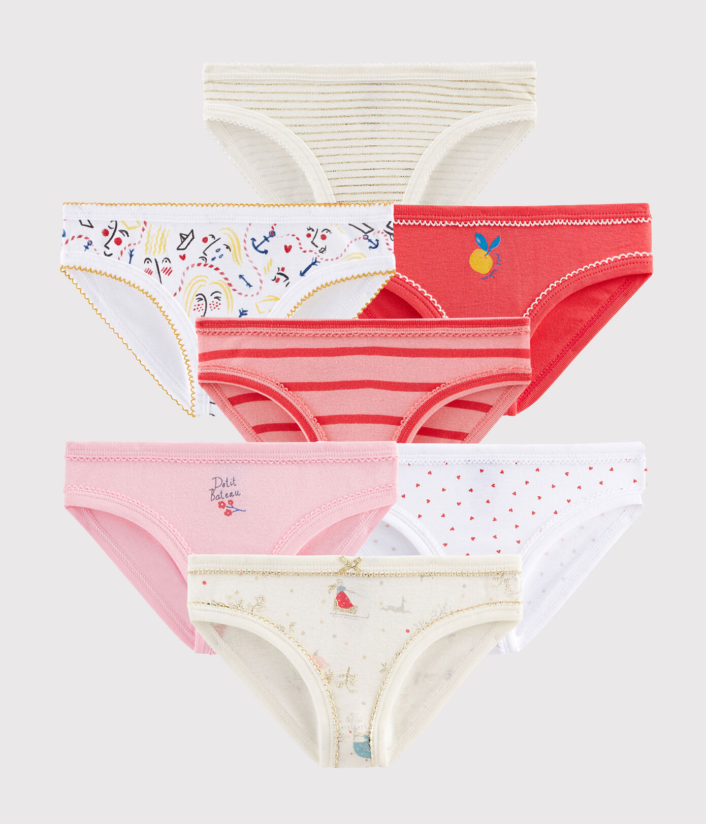 Lot surprise de 7 culottes petite fille variante 1 Petit Bateau